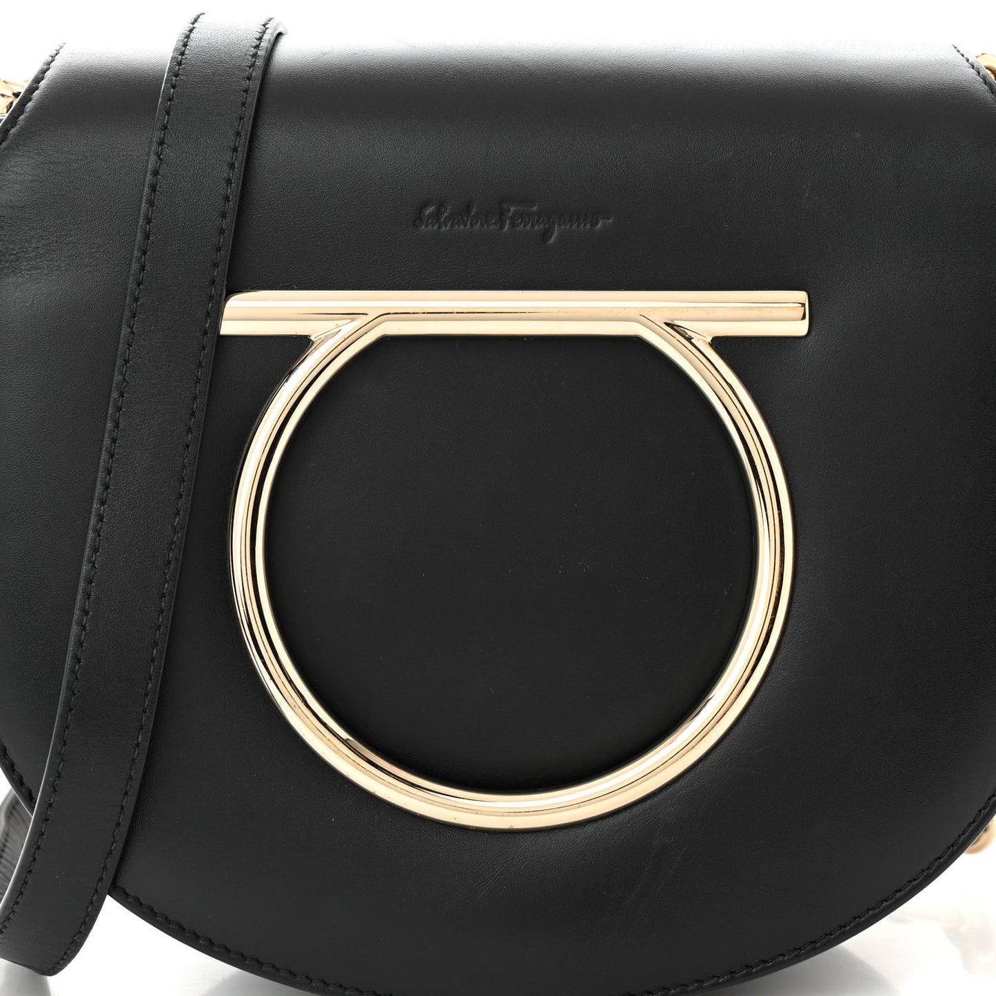 Calfskin Small Vela Flap Bag Black