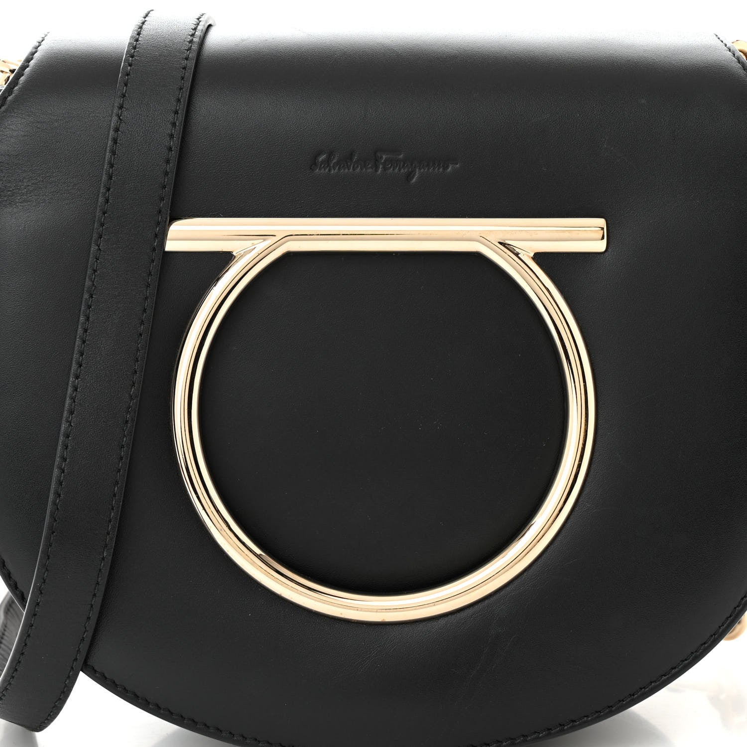 Salvatore Ferragamo Calfskin Small Vela Flap Bag Black 7 of 10