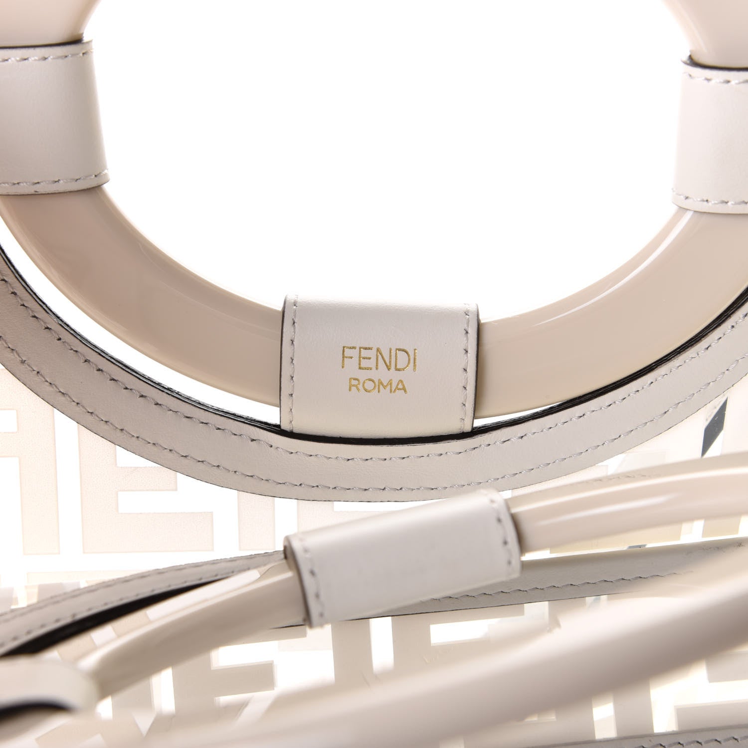 Fendi TPU FF Vitello Century Plexiglass Medium Runaway Shopper Tote White 7 of 7