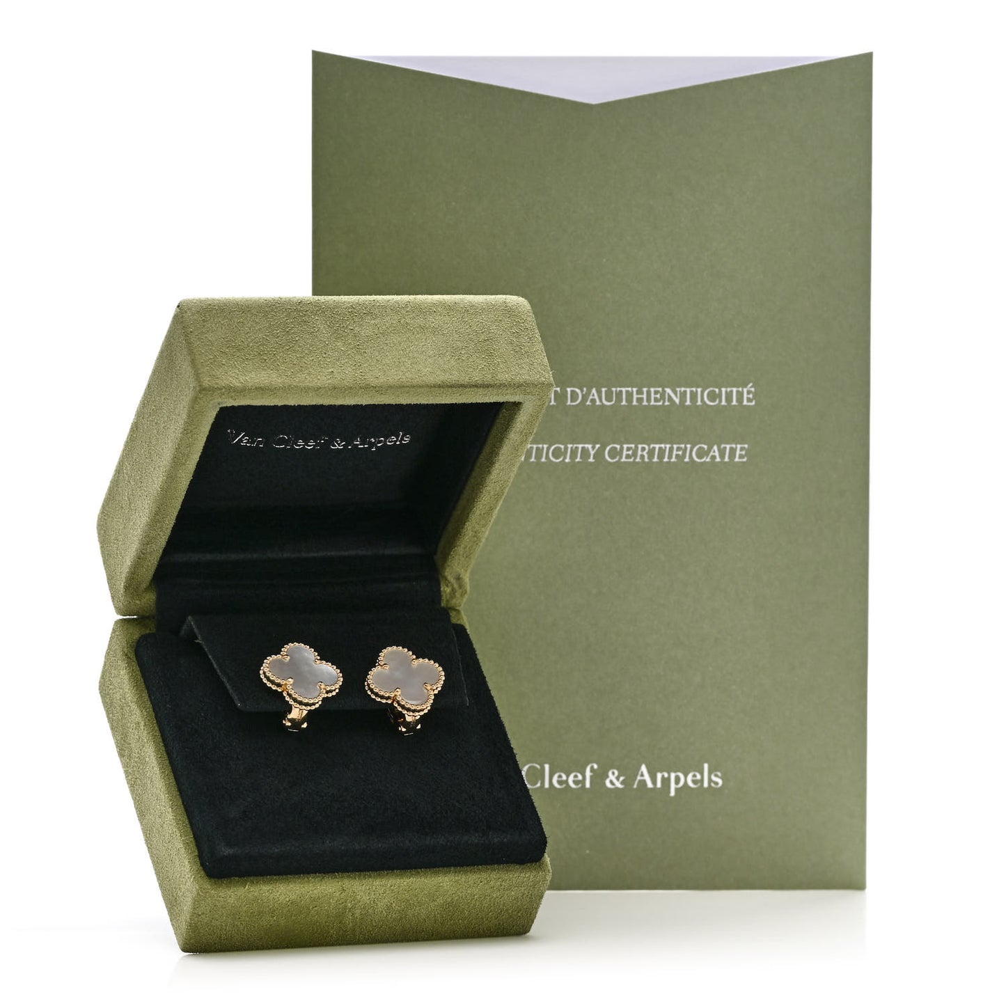 18K Yellow Gold Mother of Pearl Vintage Alhambra Earrings