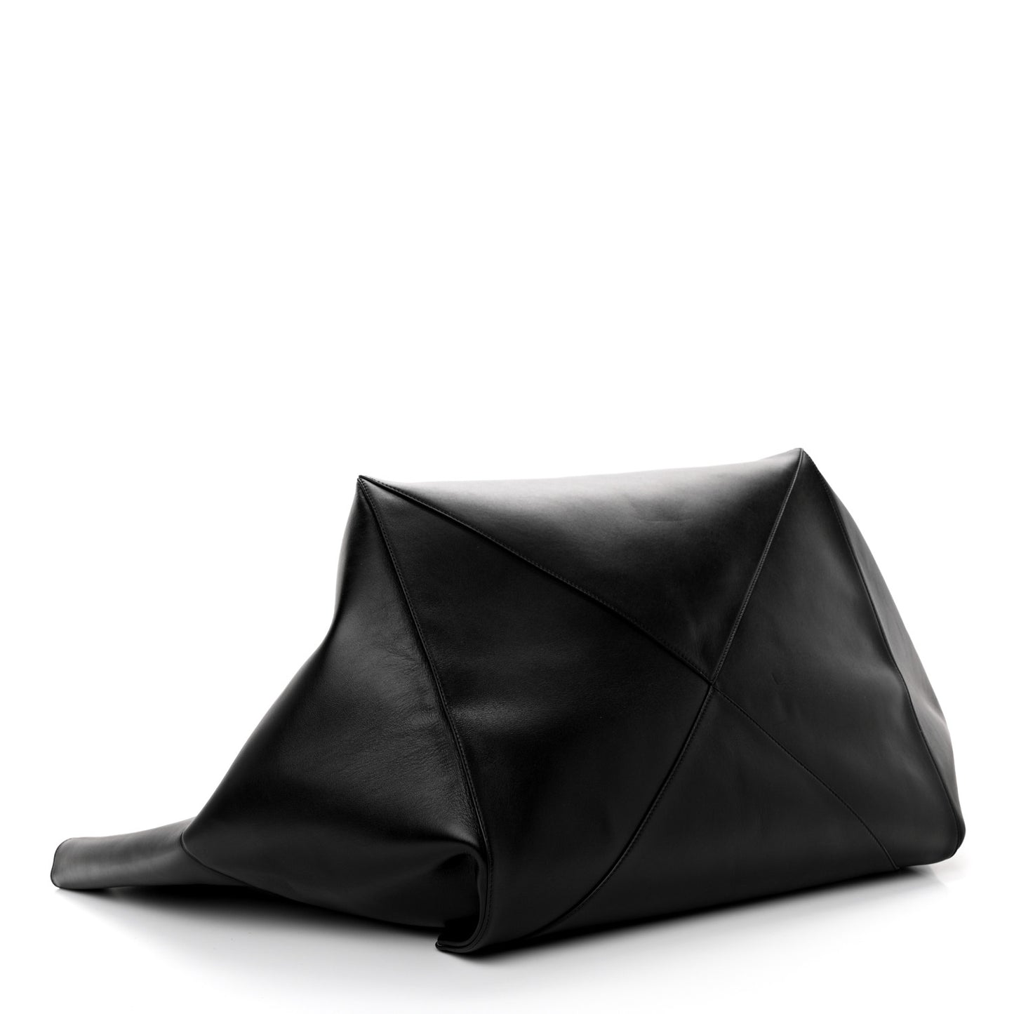 Shiny Calfskin XXL Puzzle Fold Tote Black
