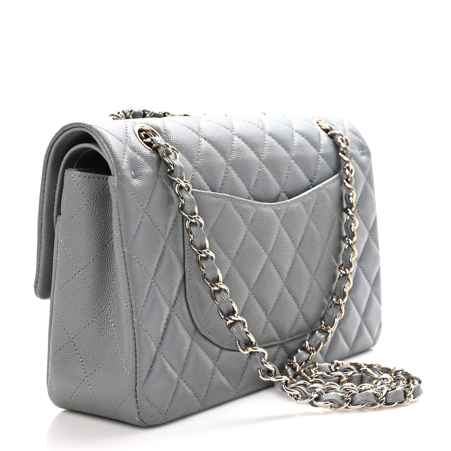 Chanel Caviar Quilted Medium Double Flap Grey 3 of 12