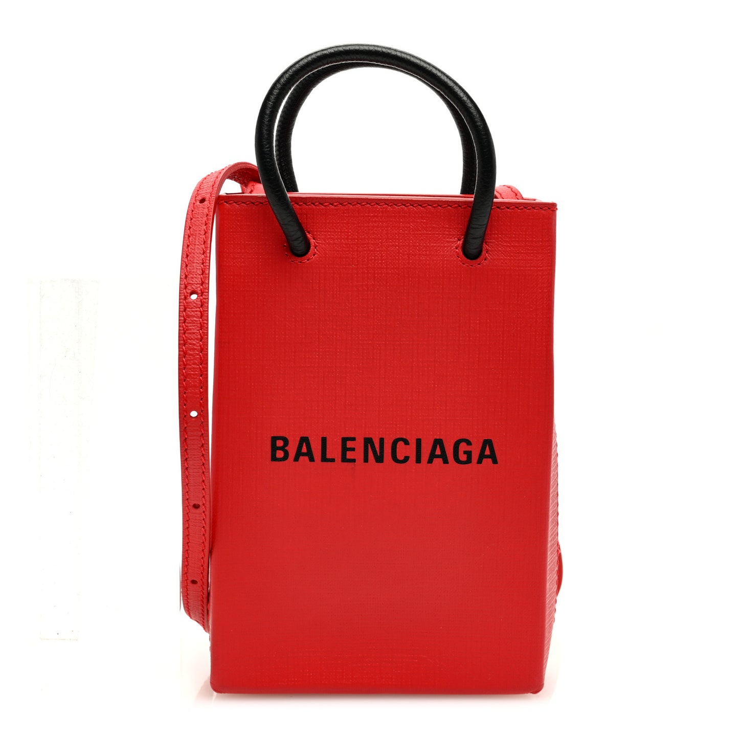 Squared Calfskin Logo Shopping Phone Holder Bag Red