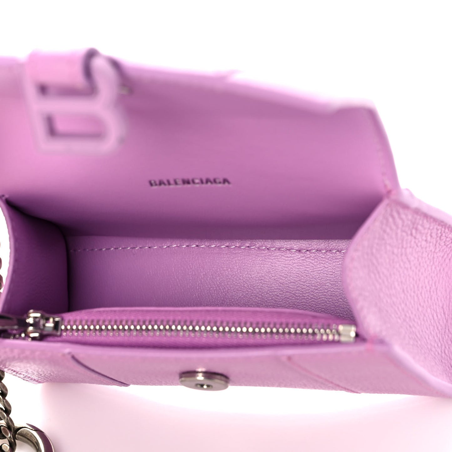 Grained Calfskin Tonal B Hourglass Chain Cardholder Lilac