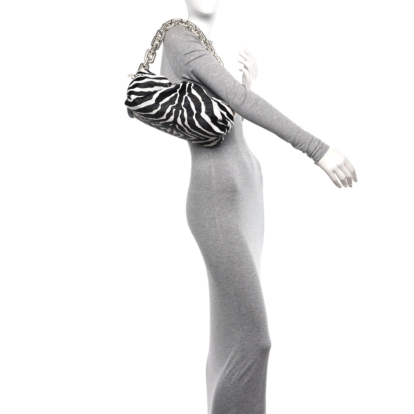 Nappa Zebra Print The Pouch Oversized Clutch White Black