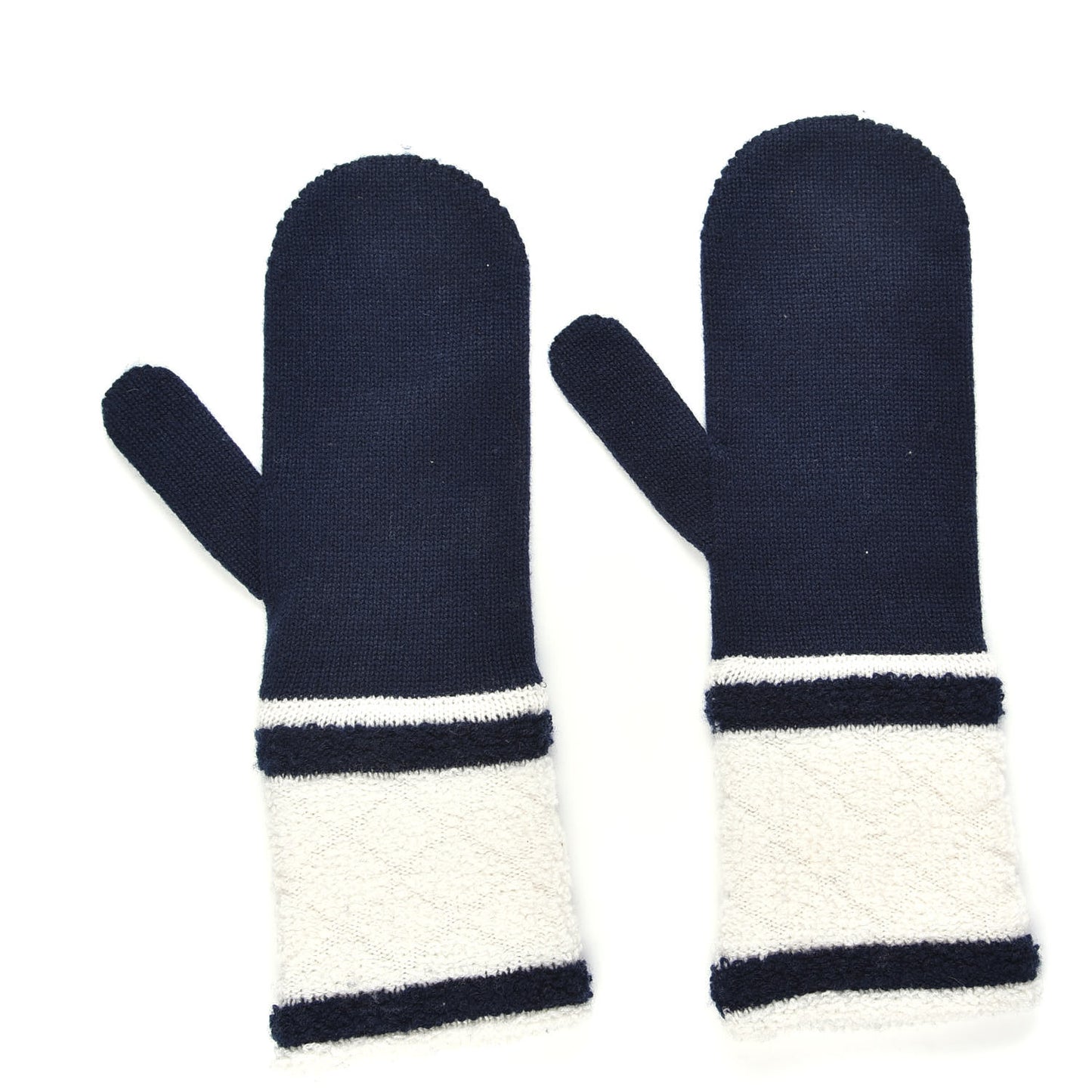 Cashmere Quilted CC Gloves Navy White