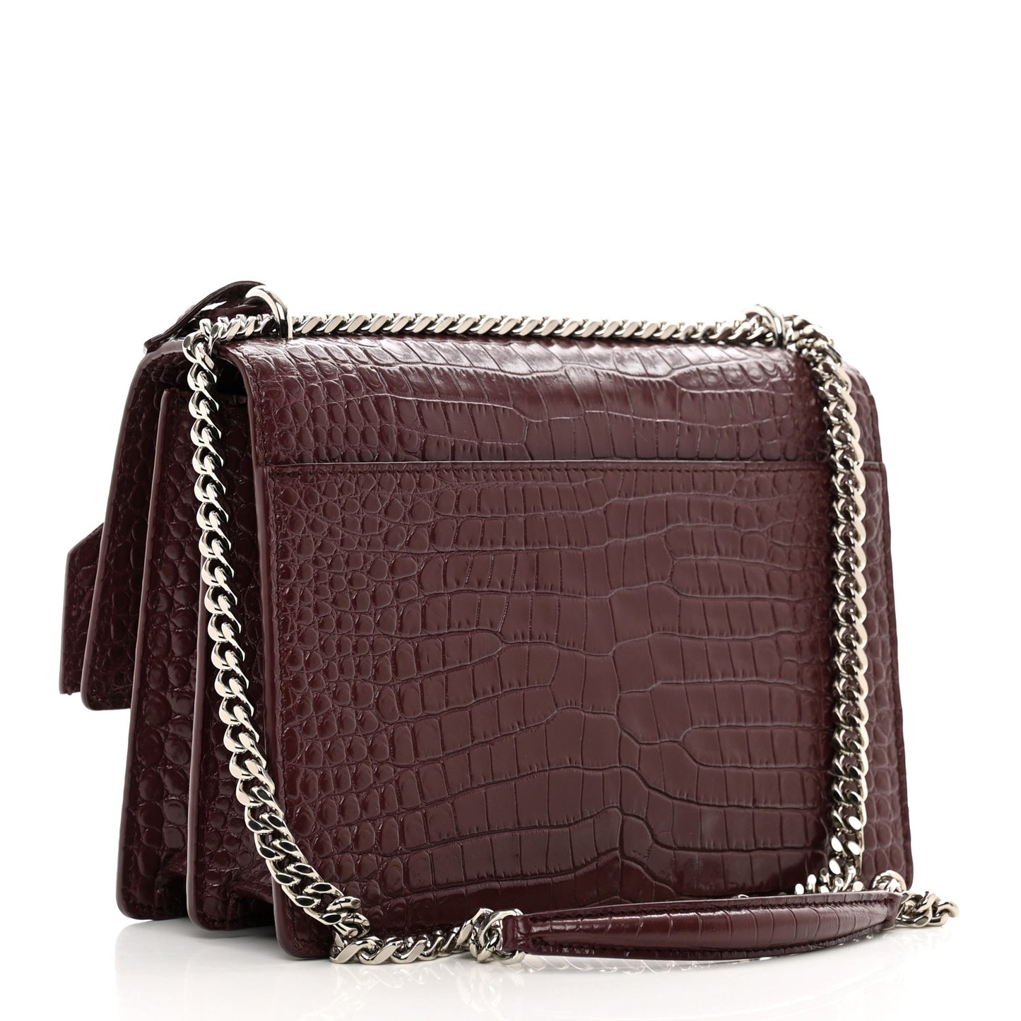Calfskin Crocodile Embossed Medium Monogram Sunset Rouge Legion