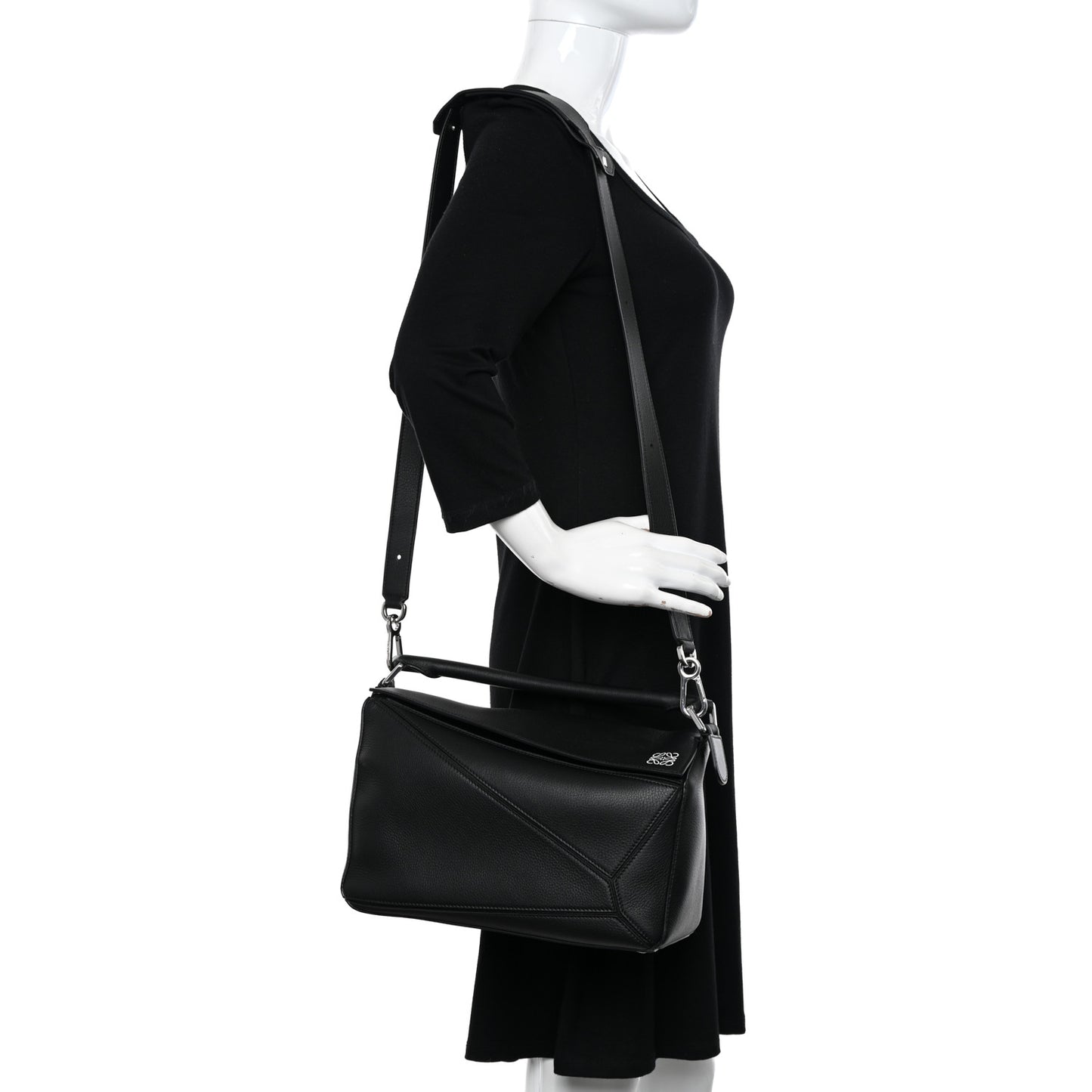 Calfskin Medium Puzzle Bag Black