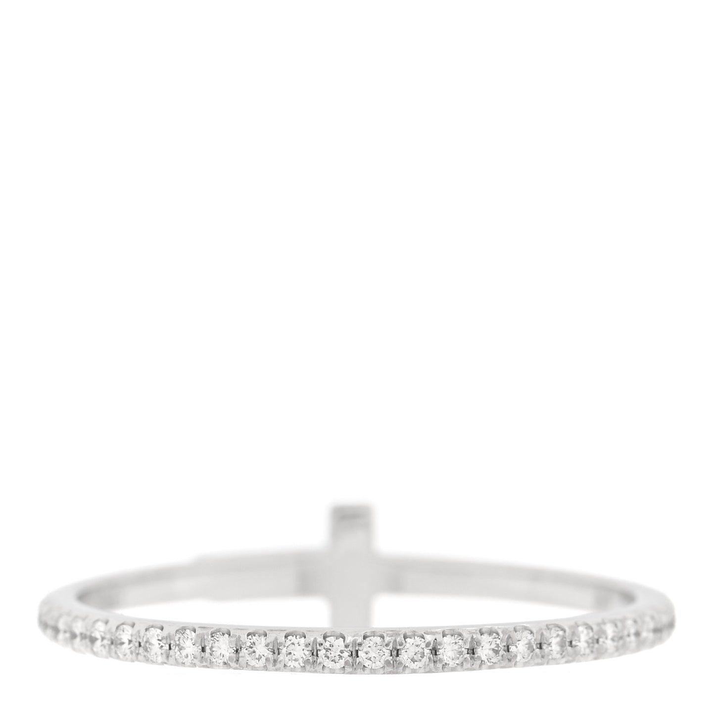 18K White Gold Diamond T Wire Pave Ring 54 7
