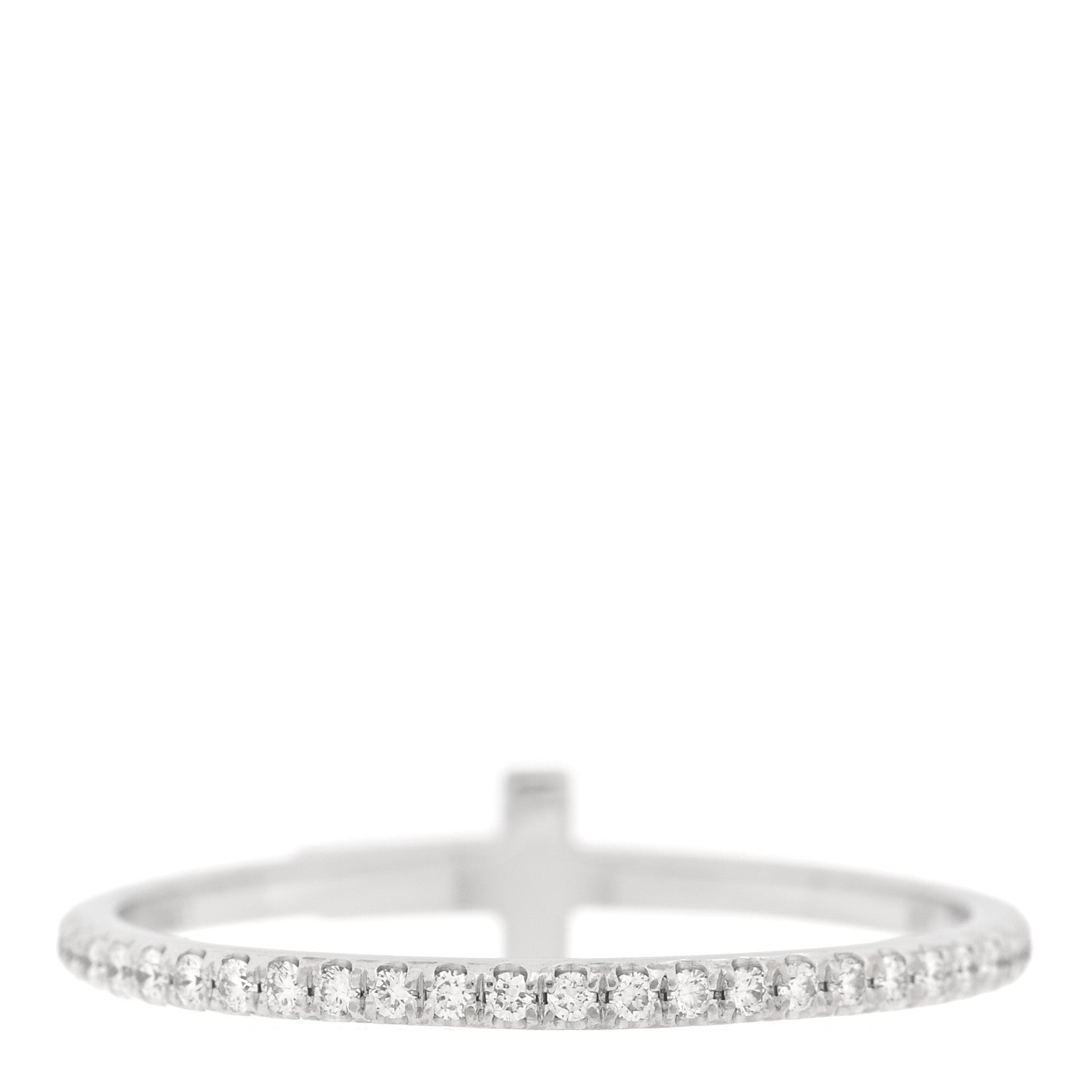 Tiffany 18K White Gold Diamond T Wire Pave Ring 54 7 3 of 5