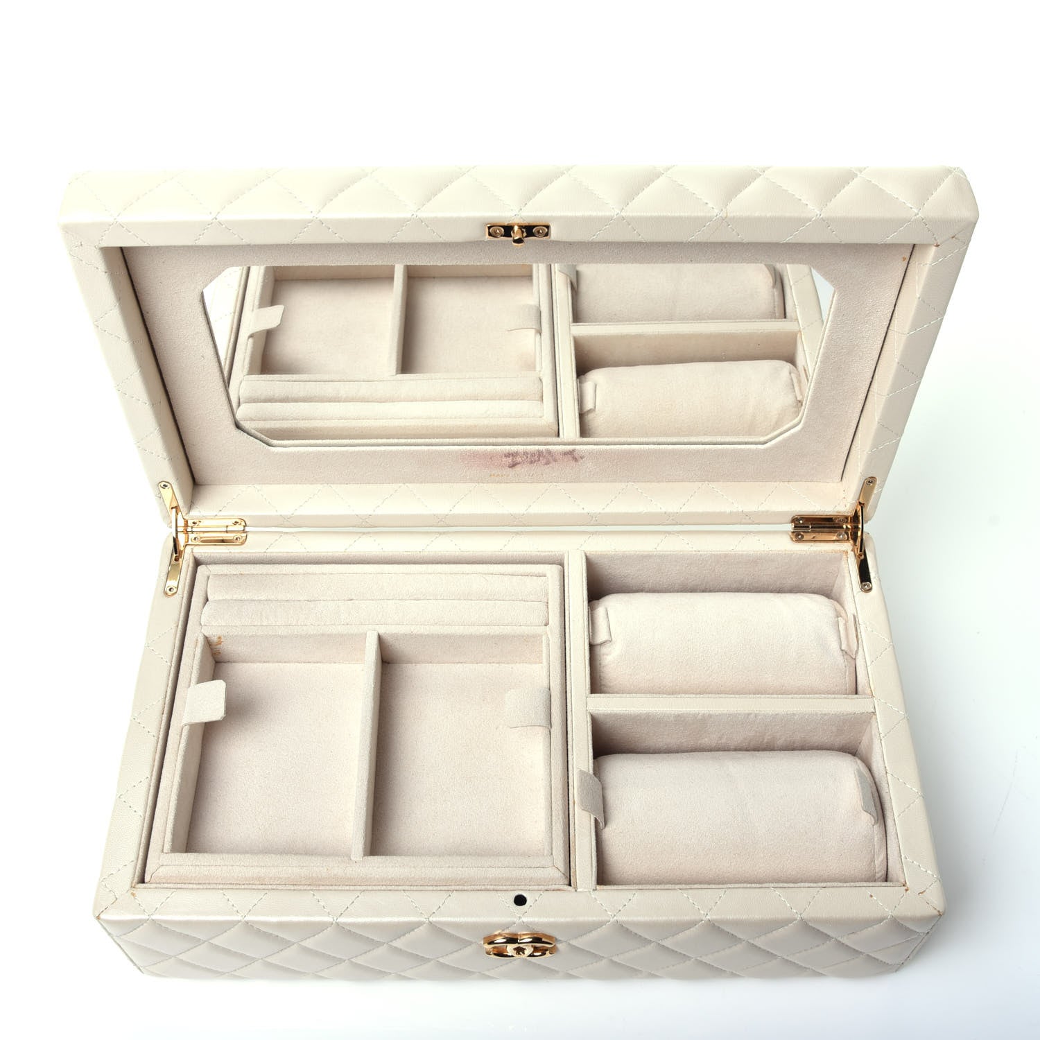 Chanel Lambskin Quilted Jewelry Case Ivory 4 of 7