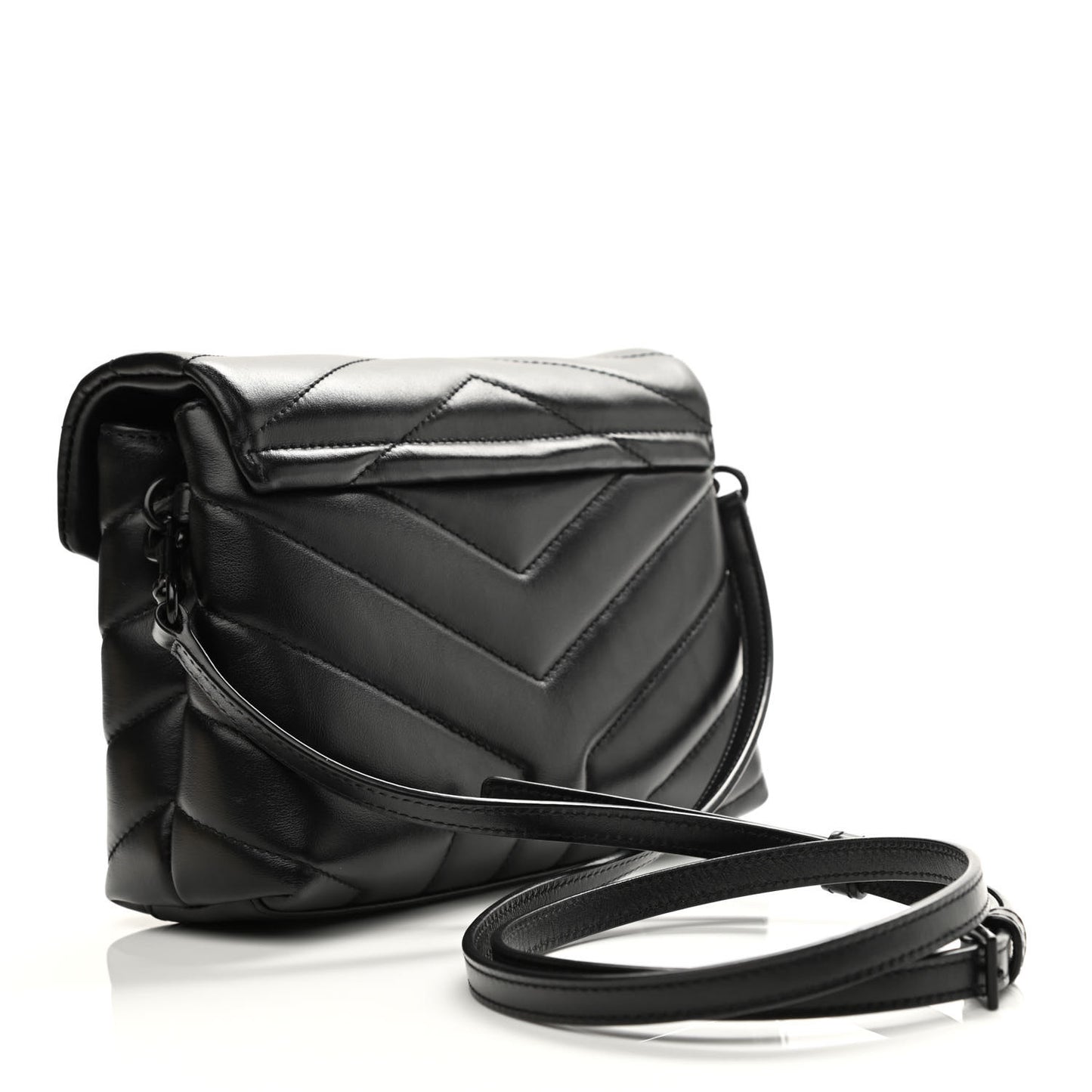 Calfskin Y Quilted Monogram Toy Loulou Crossbody Bag Black