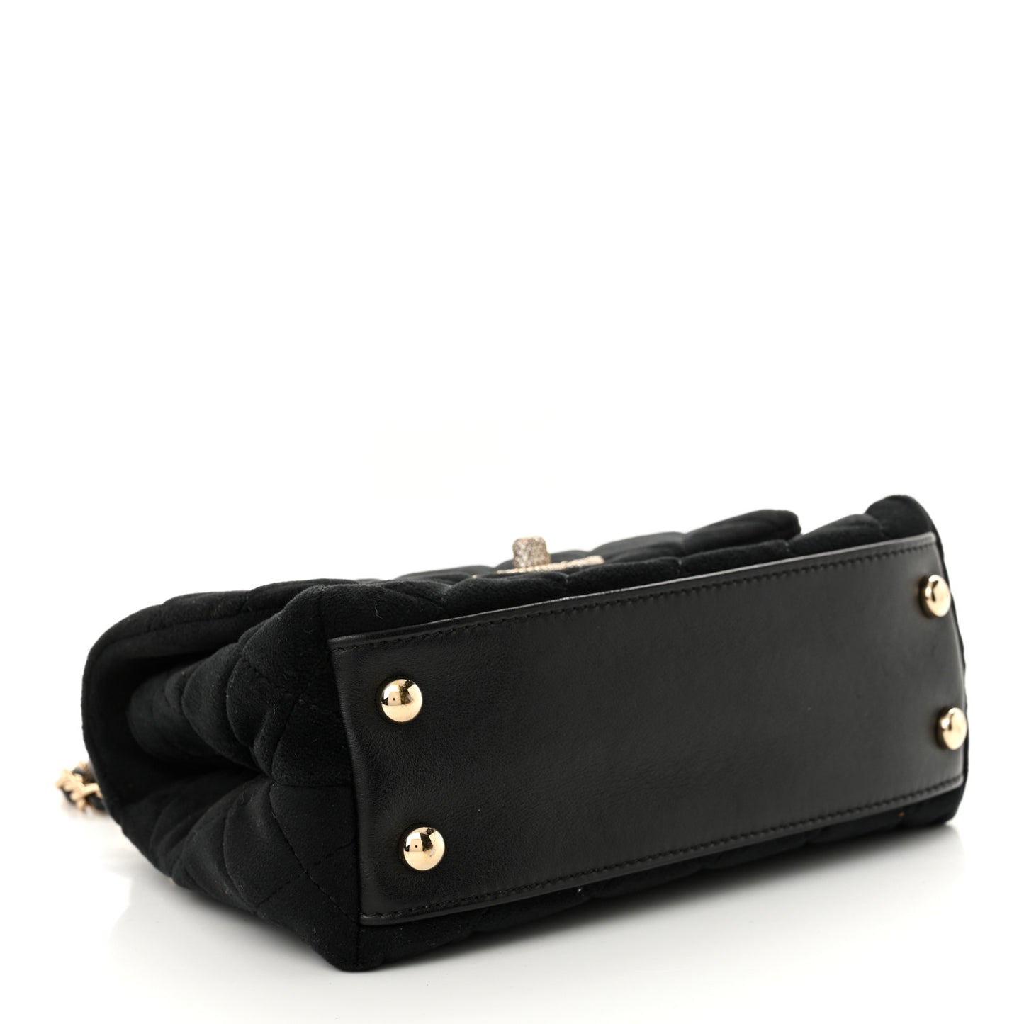 Velvet Crystal Quilted Extra Mini Coco Handle Flap Black