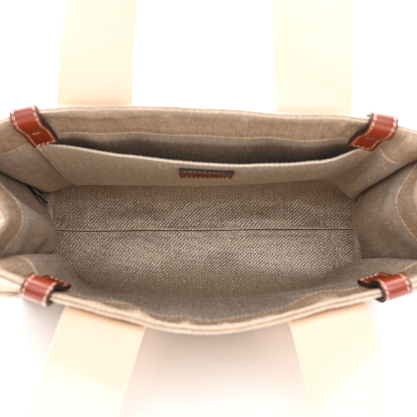 Linen Calfskin Medium Woody Ribbon Tote White Brown