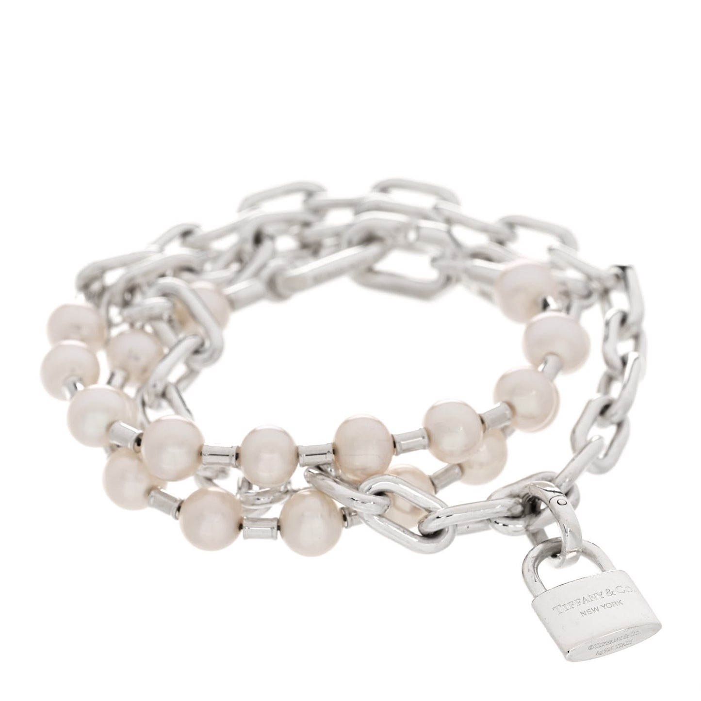 Sterling Silver Freshwater Cultured Pearl HardWear Lock Bracelet