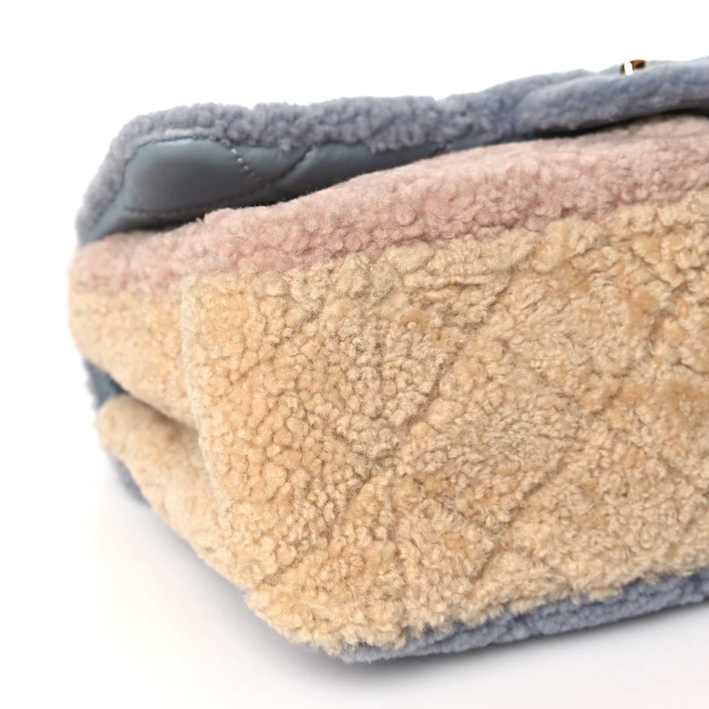 Shearling Sheepskin Single Flap Gray Pink Beige