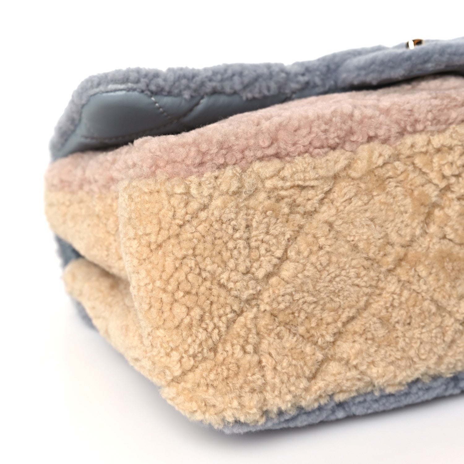 Chanel Shearling Sheepskin Single Flap Gray Pink Beige 9 of 10