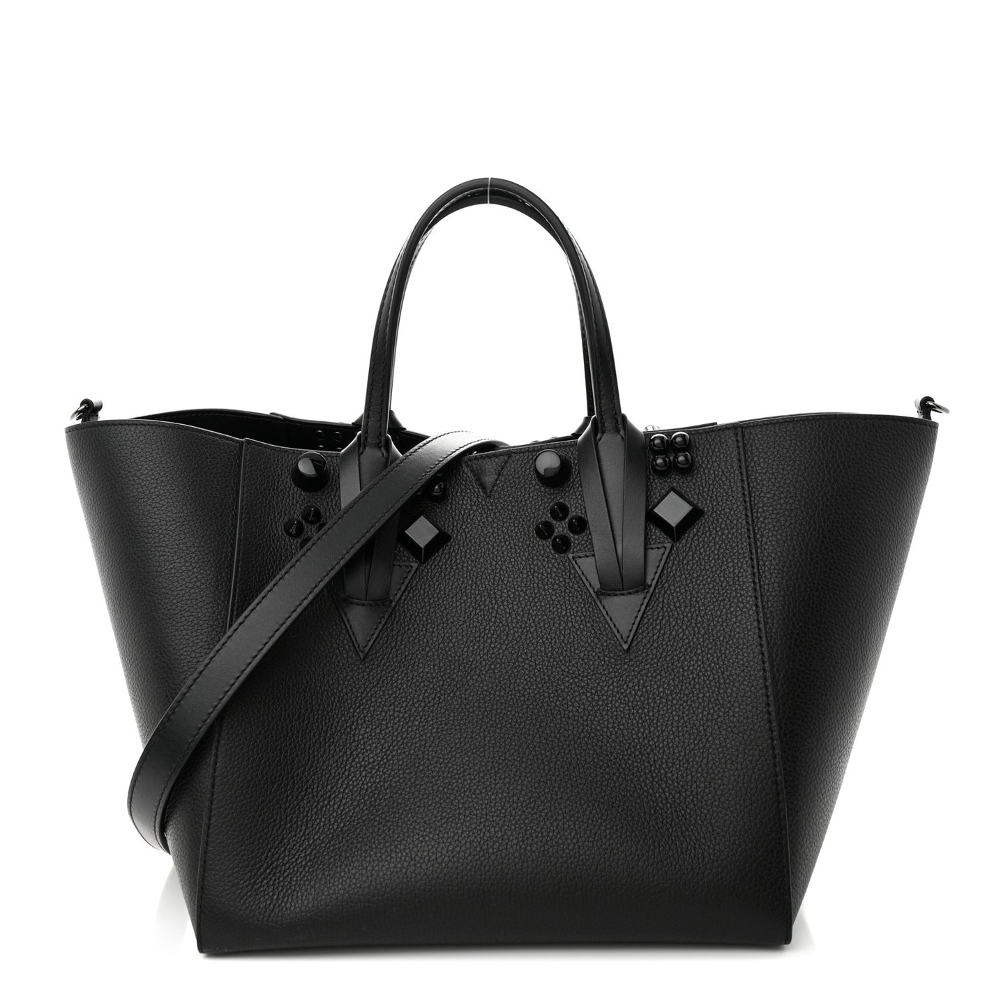 Calfskin Empire Spike Studded Small Cabachic Tote Black