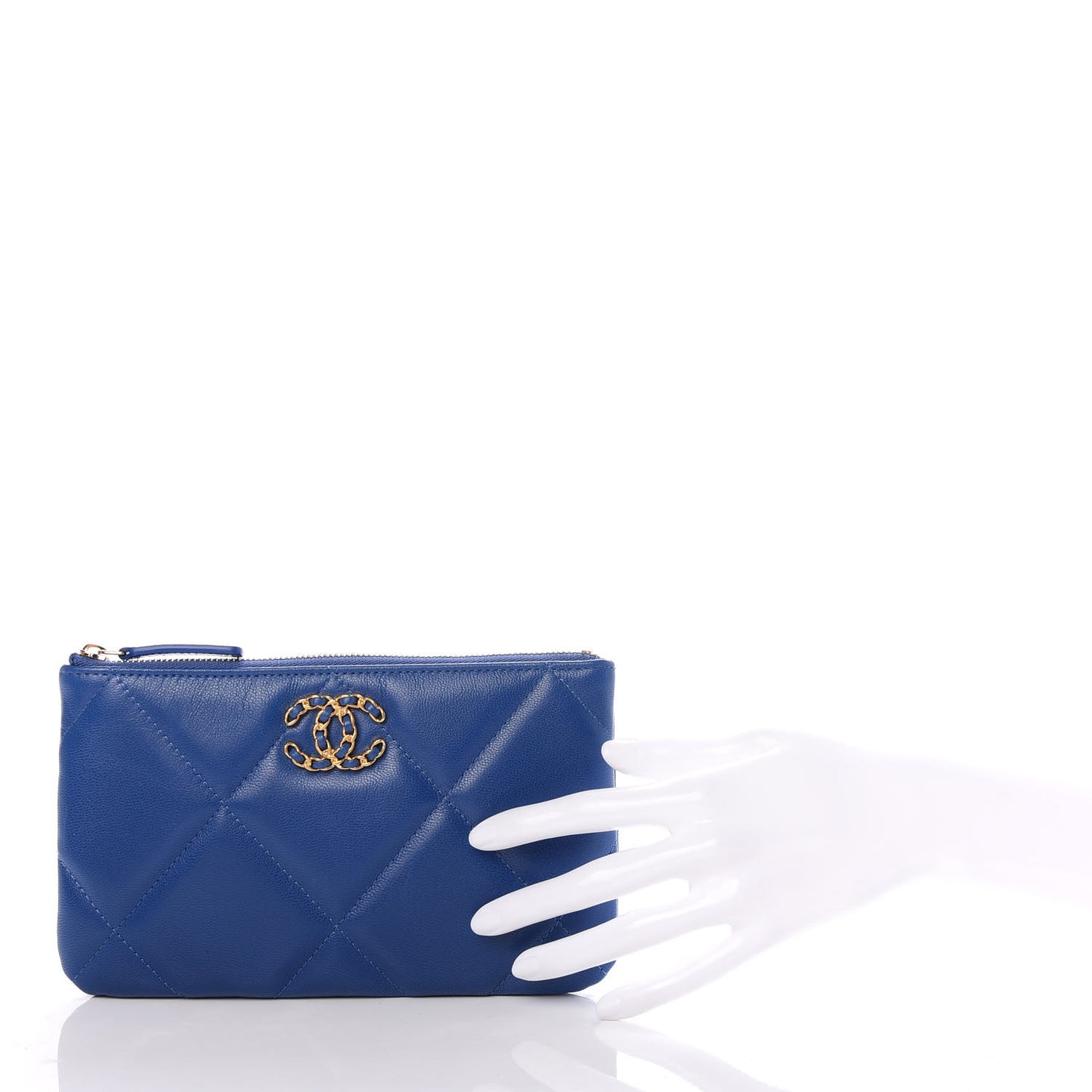 Goatskin Quilted 19 Cosmetic Case Dark Blue