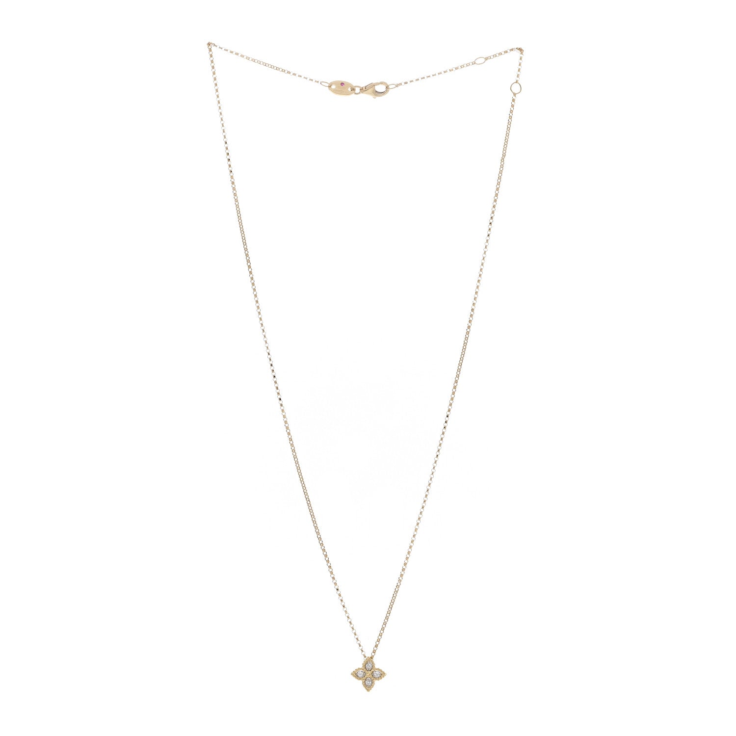 Roberto Coin 18K Yellow White Gold Diamond Small Princess Flower Pendant Necklace 3 of 5