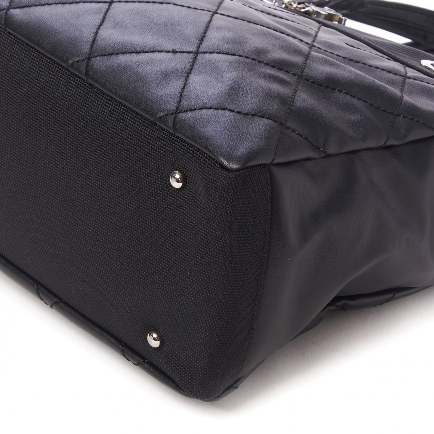 Coated Canvas Quilted Large Paris Biarritz Tote Black