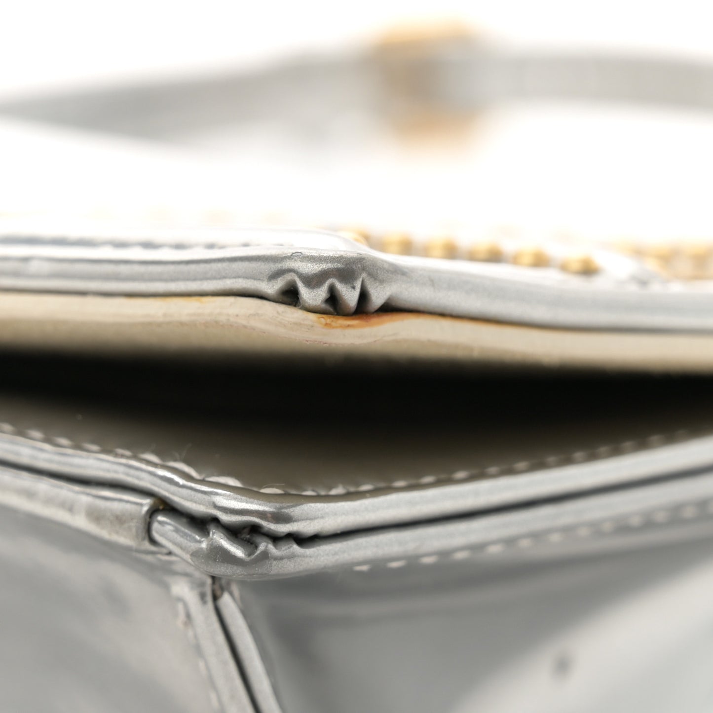 Metallic Patent Studded Small Diorama Flap Bag Silver