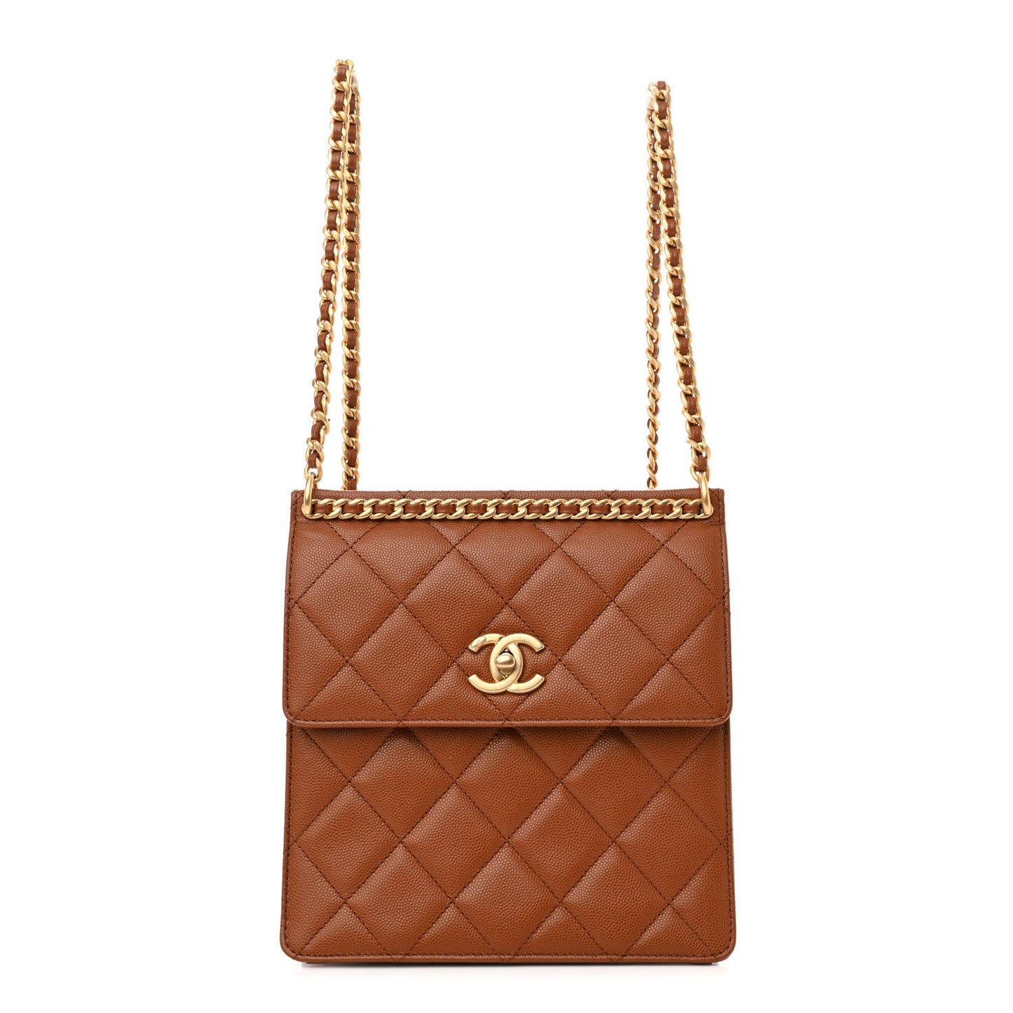 Caviar Quilted Multi Chain Backpack Light Brown