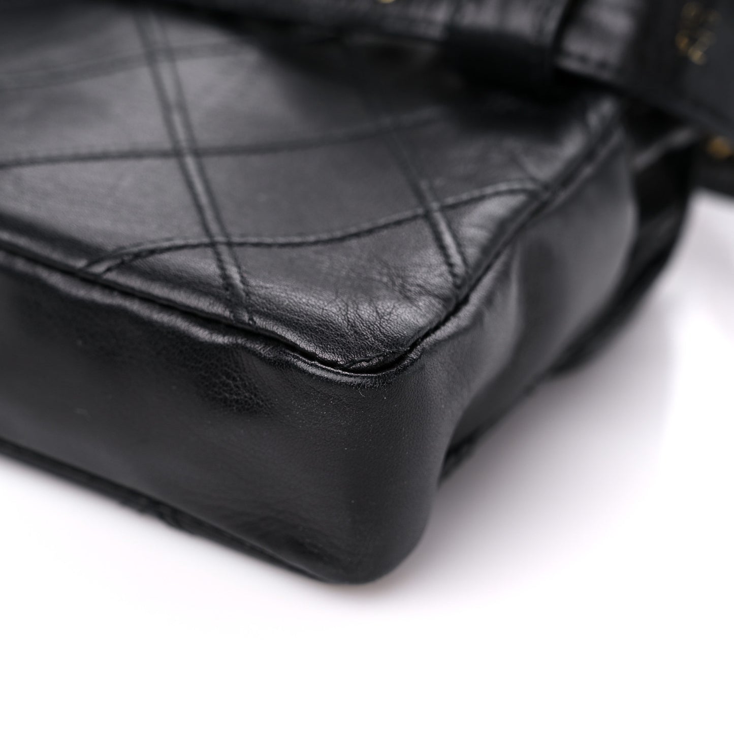 Calfskin Quilted Flap Waist Belt Bag Black