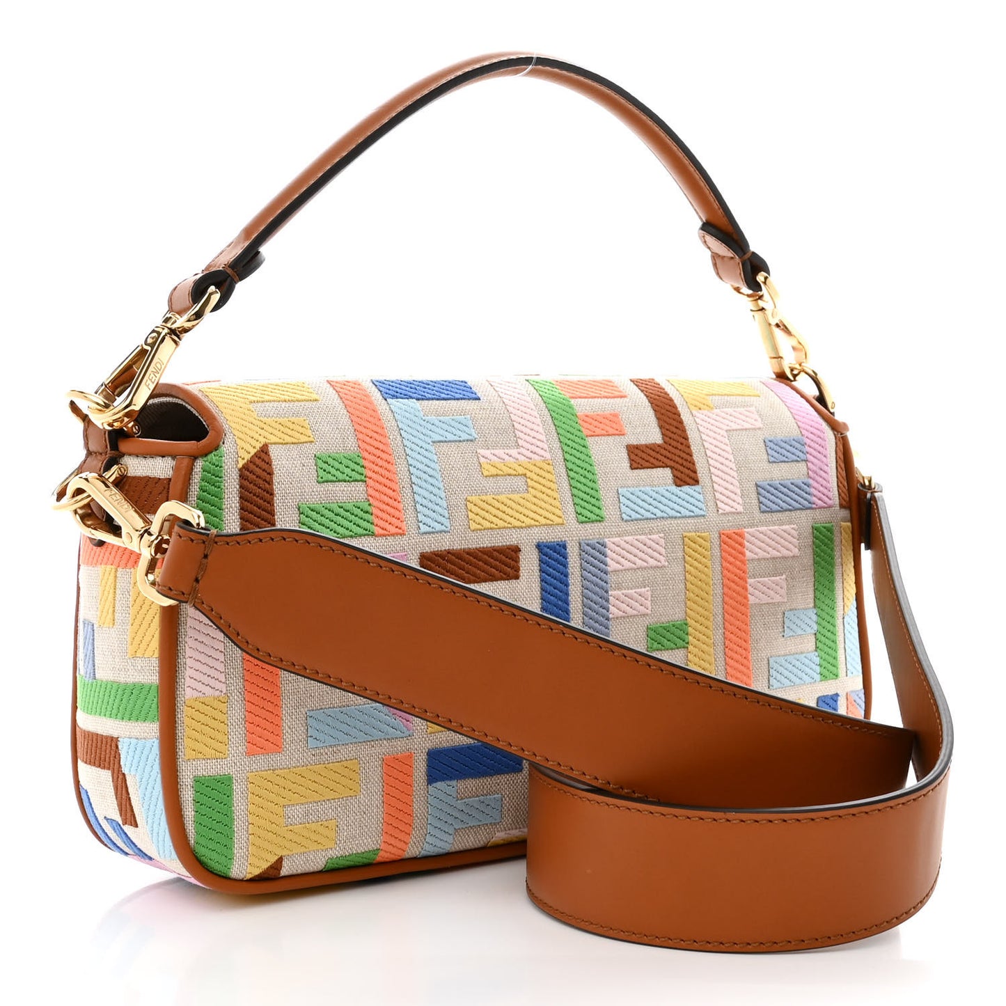 Kuban Canvas Vitello King FF Embroidered Baguette Grezzo Multicolor