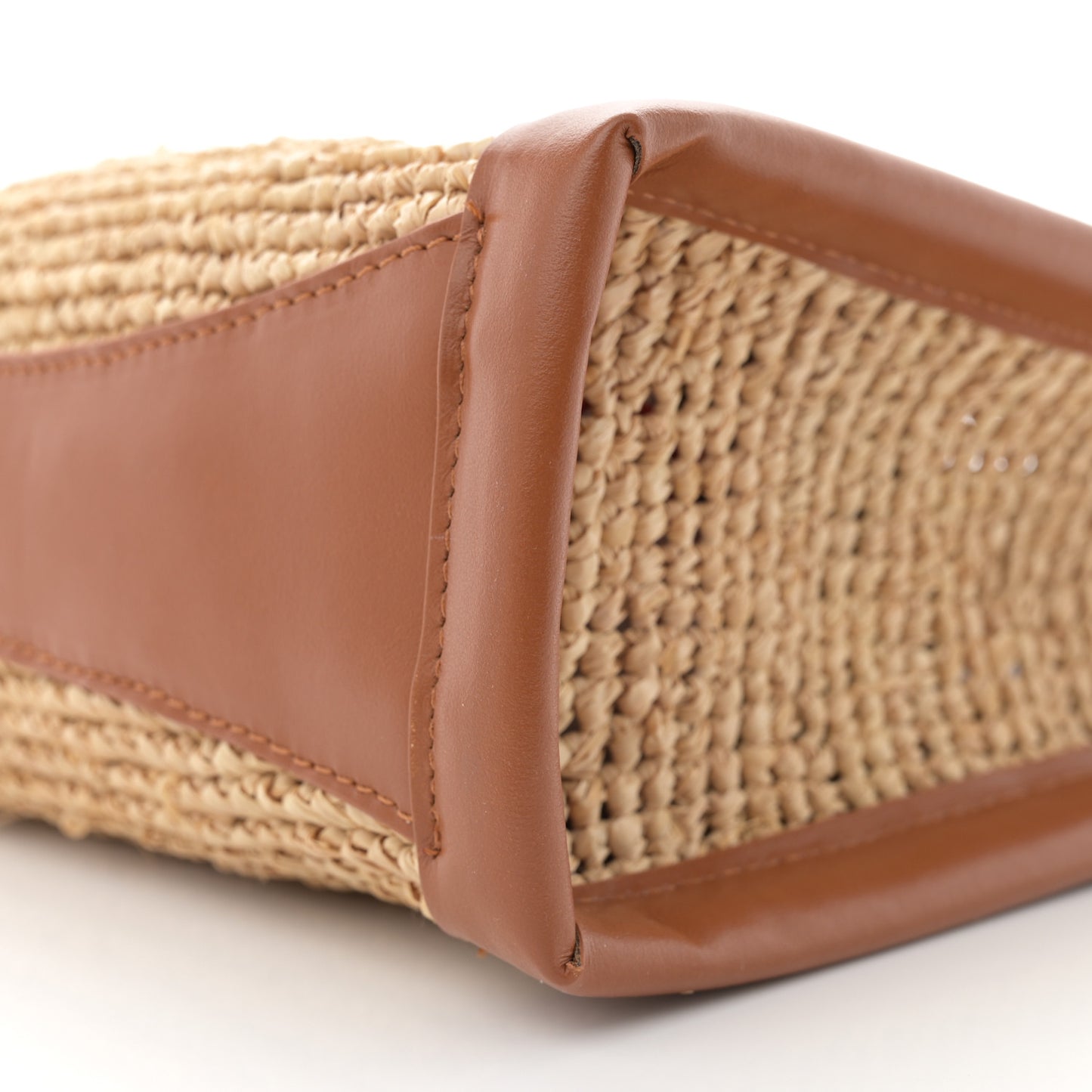 Raffia Calfskin Mini By My Side Tote Natural Cuoio