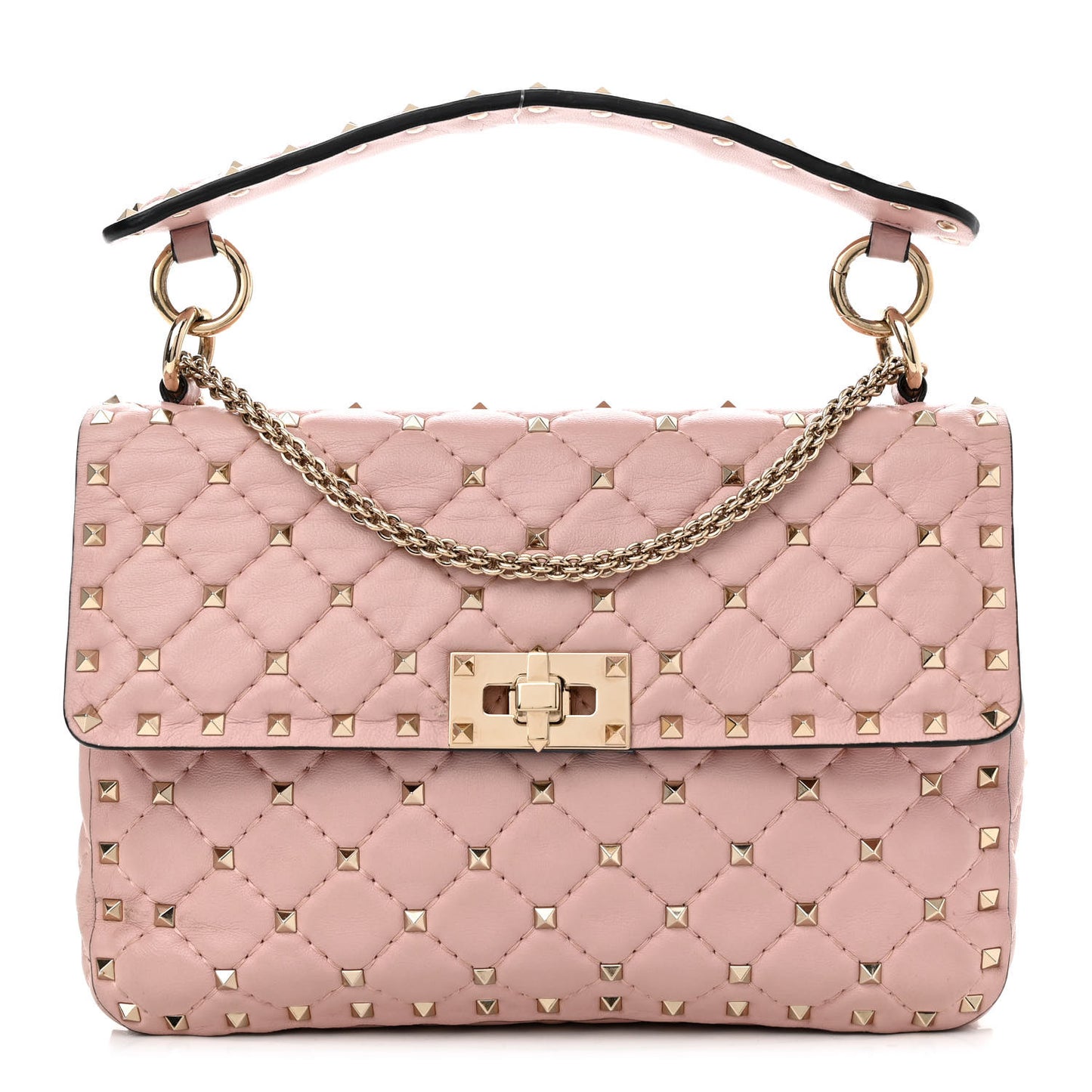 Nappa Medium Rockstud Spike Shoulder Bag Water Rose