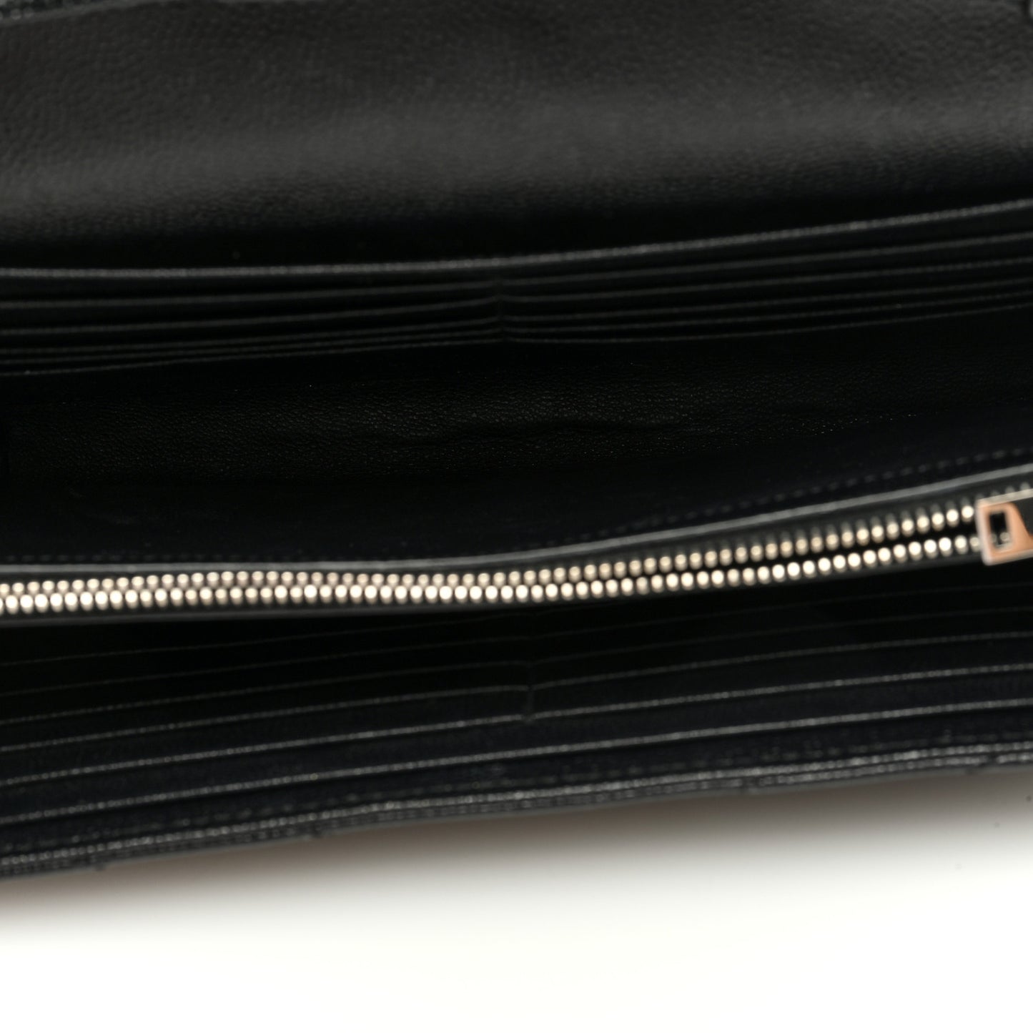 Grain De Poudre Matelasse Chevron Monogram Chain Wallet Black