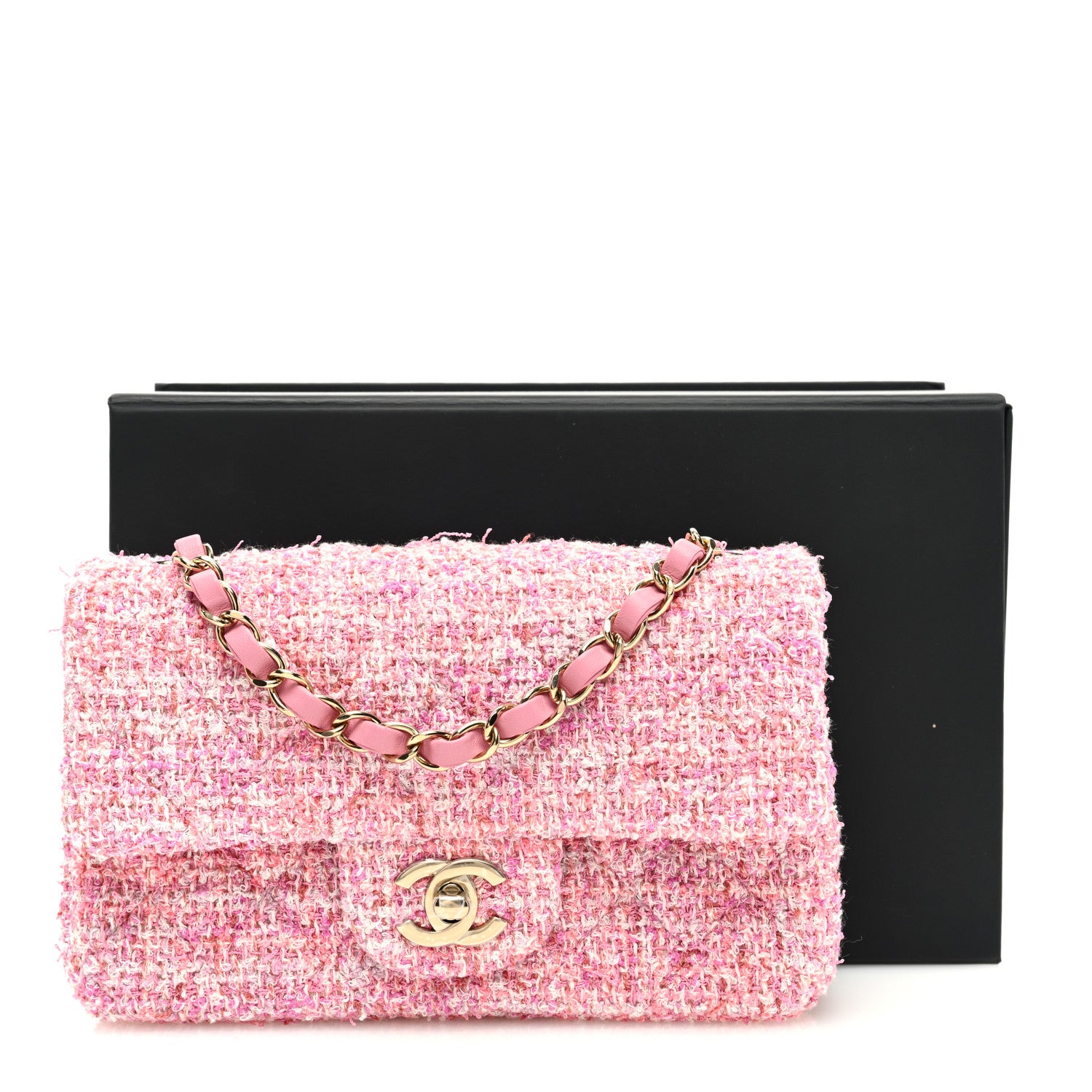 Chanel Tweed Quilted Mini Rectangular Flap Pink 10 of 10