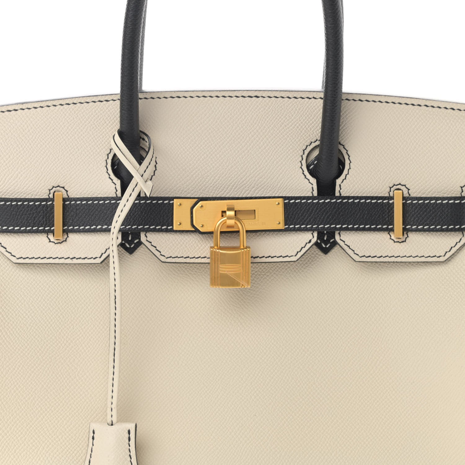 Hermes Epsom Horseshoe Bi Color Birkin 30 Craie Black 8 of 13