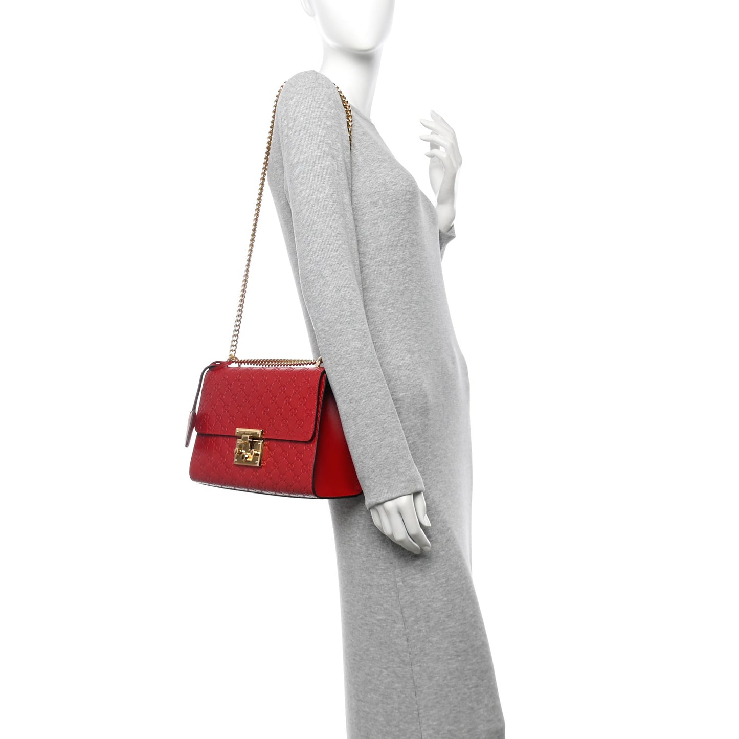 Guccissima Medium Padlock Shoulder Bag Hibiscus Red