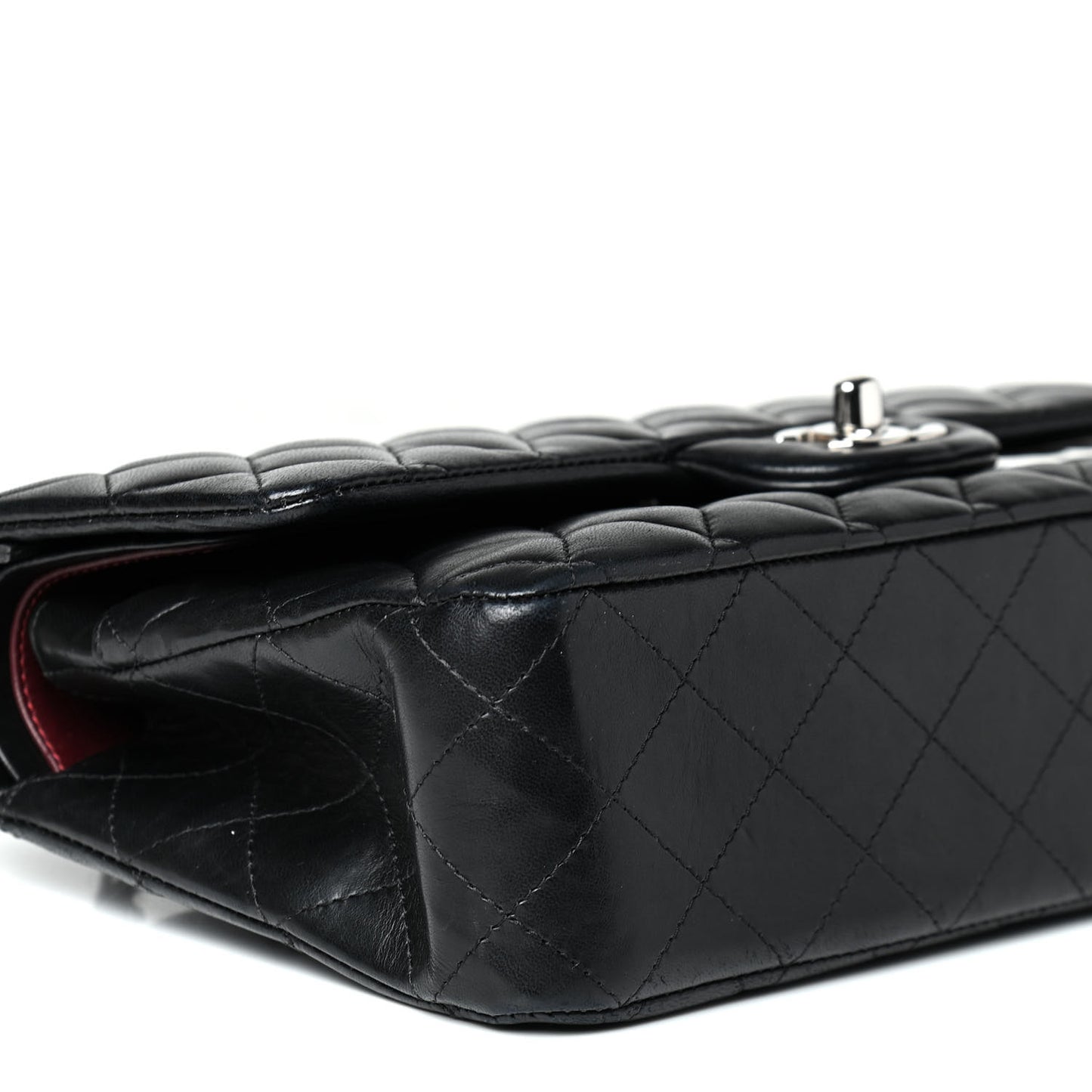 Lambskin Quilted Medium Double Flap Black