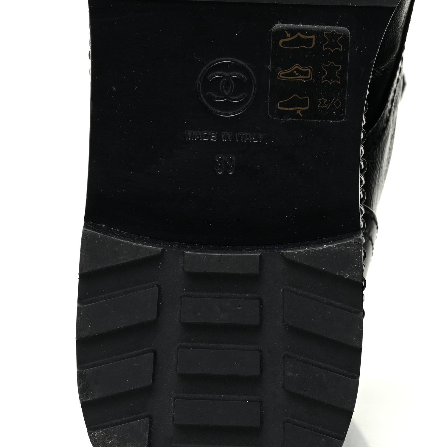 Chanel Crackled Calfskin Velvet Pearl Combat Short Boots 39 Black 8 of 19