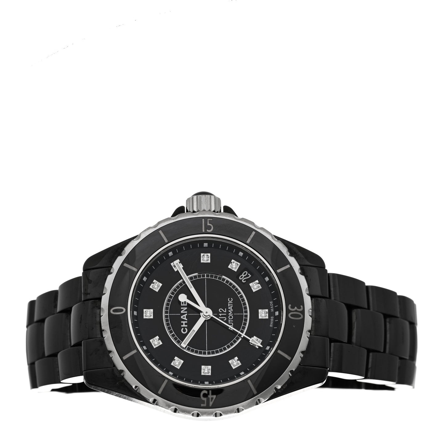 Stainless Steel Ceramic Diamond 38mm J12 Automatic Watch Black