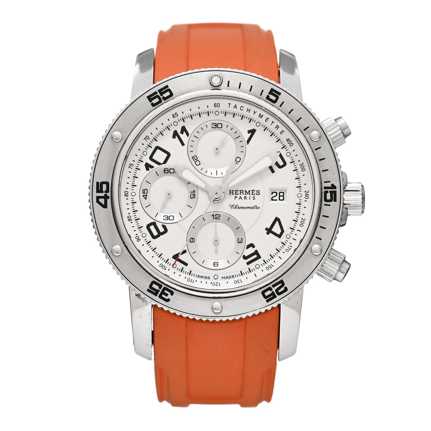 Stainless Steel Rubber 44mm Clipper Chronograph Diver Automatic Watch Orange