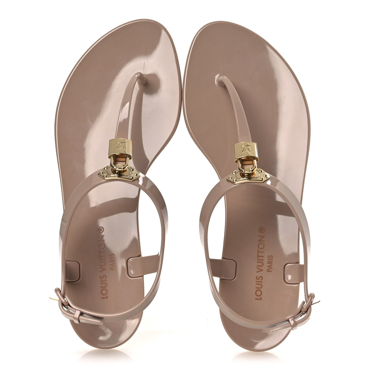 Rubber Bikini Thong Flat Sandals 41 Beige