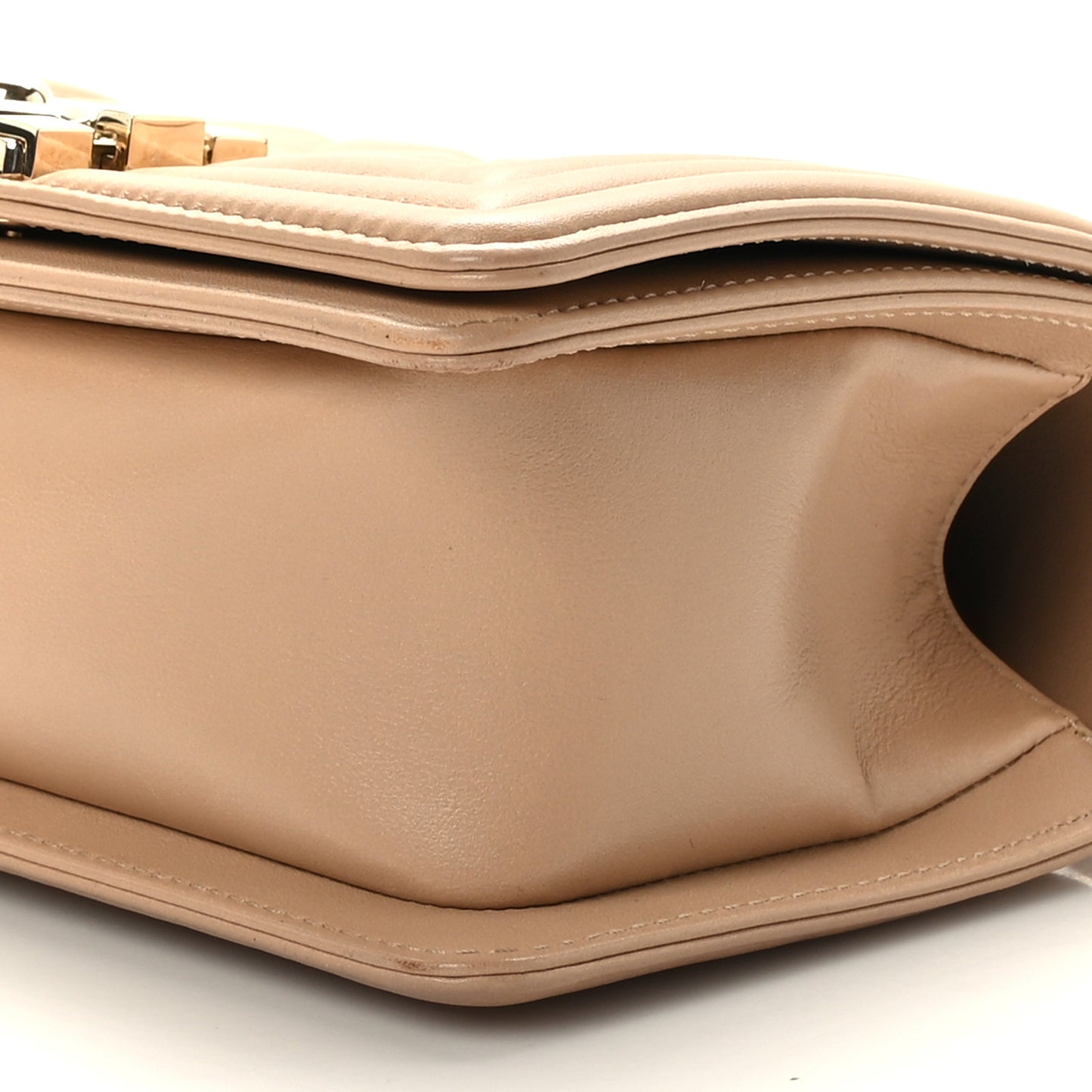 Calfskin Quilted Small Boy Flap Beige