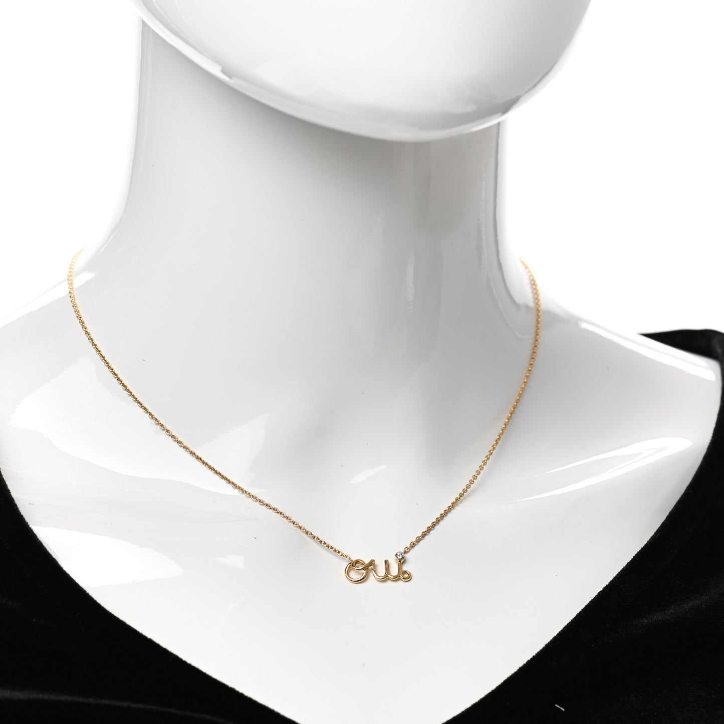 18K Yellow Gold Diamond Oui Pendant Necklace
