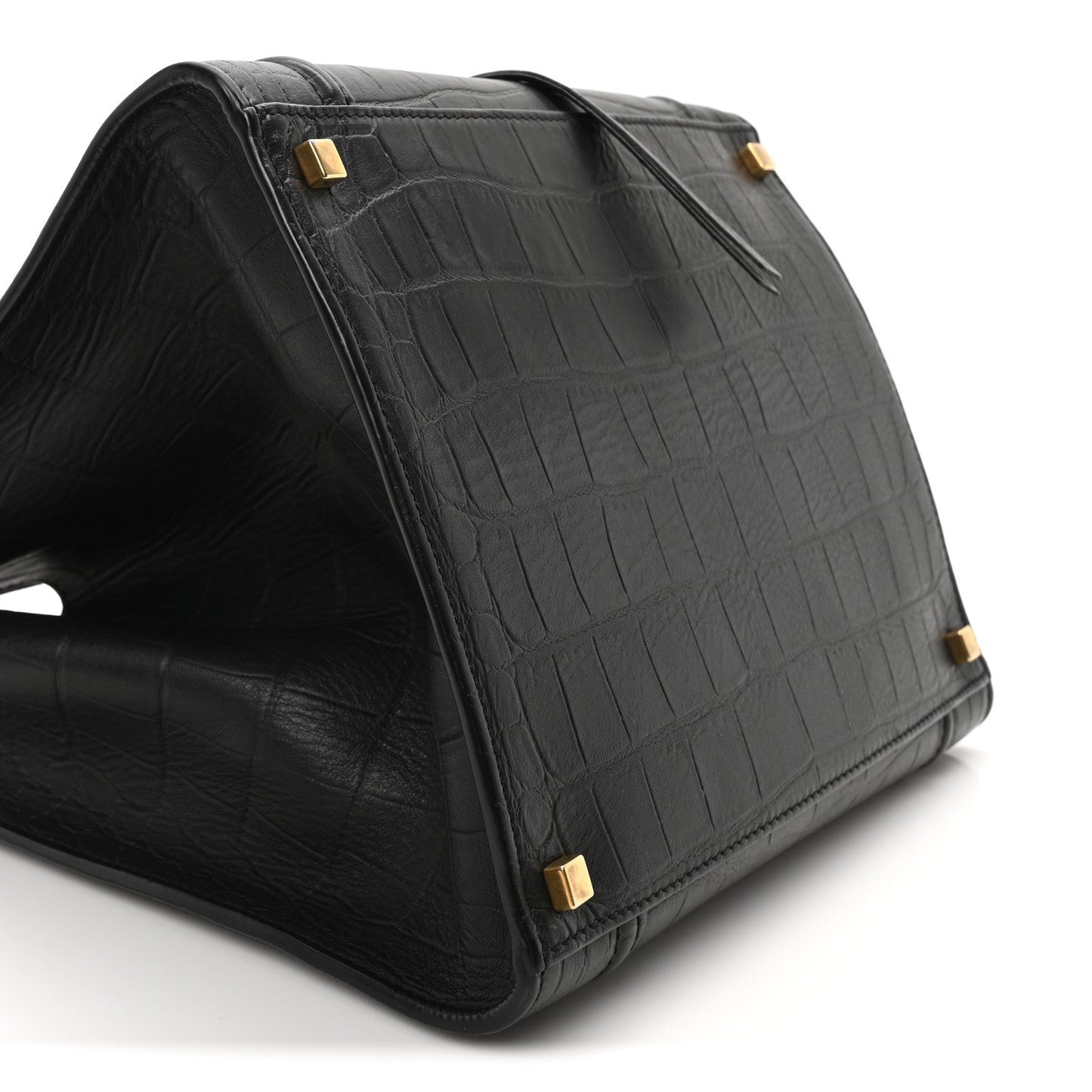 Crocodile Embossed Calfskin Medium Phantom Luggage Black