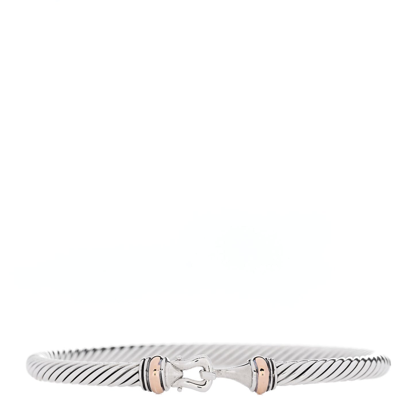 Sterling Silver 18K Rose Gold 4mm Cable Classic Buckle Bracelet