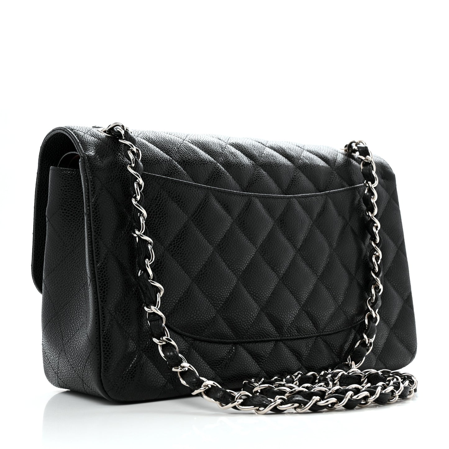 Caviar Quilted Jumbo Double Flap Black