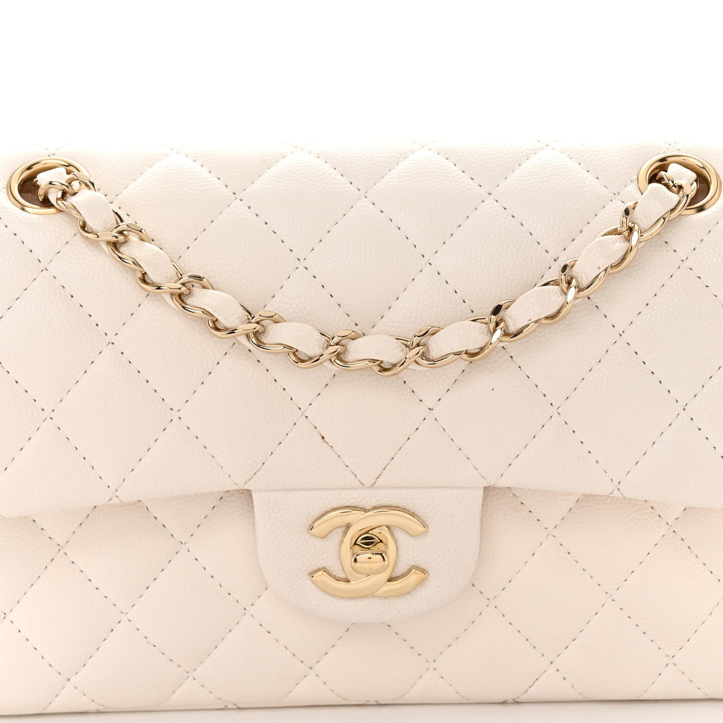 Caviar Quilted Small Double Flap White