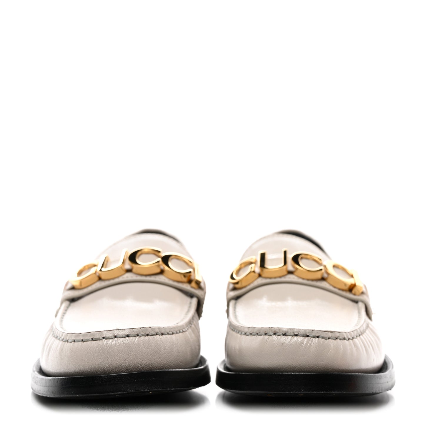 Goatskin Womens Logo 15mm Loafers 38 Mystic White