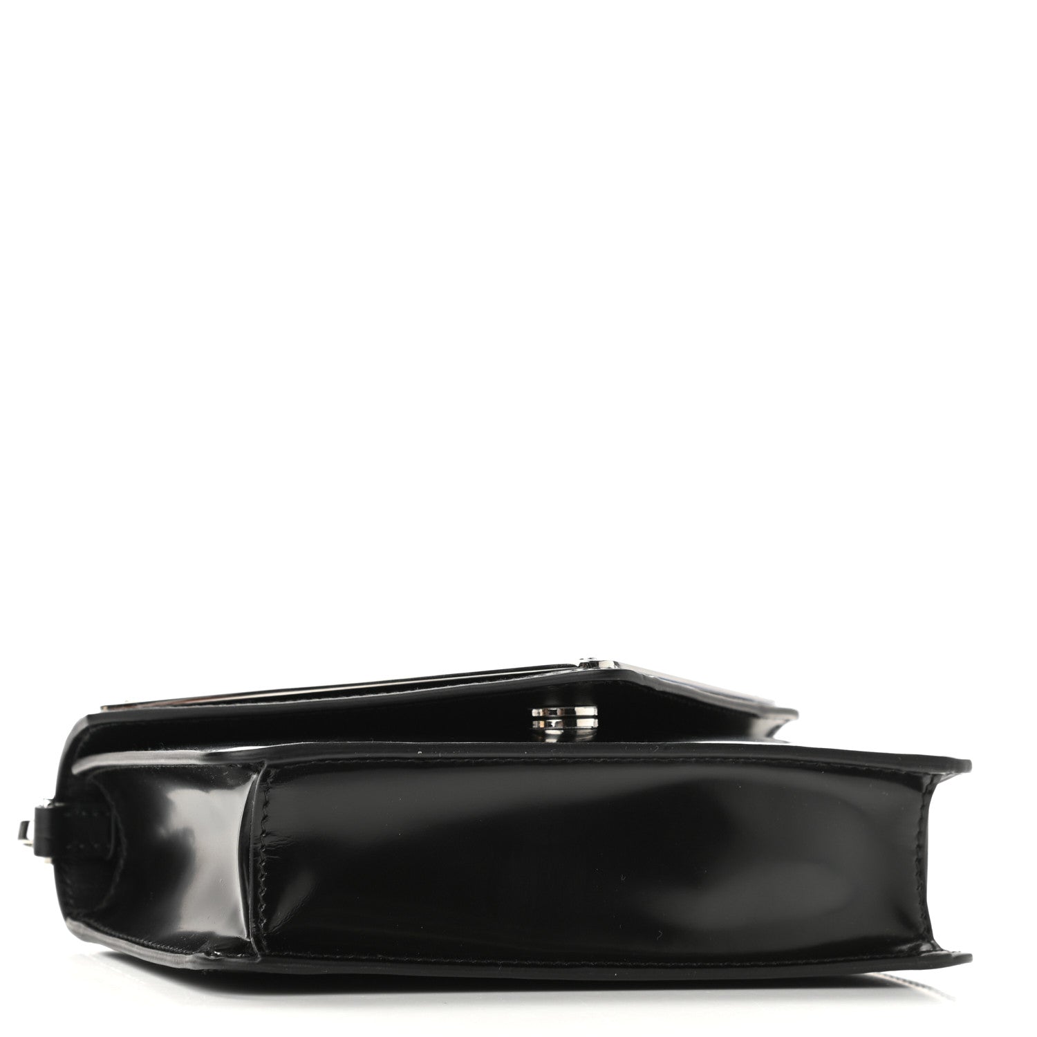 Prada Spazzolato Triangle Logo Plate Flap Chain Crossbody Bag Black 4 of 9