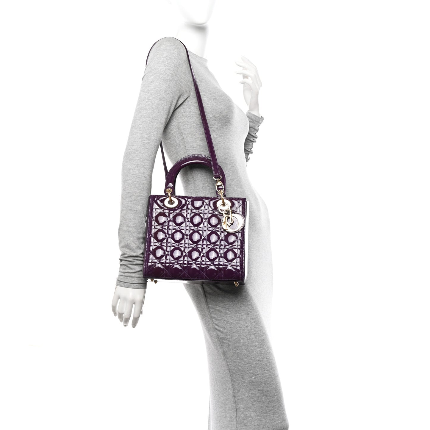 Patent Cannage Medium Lady Dior Purple