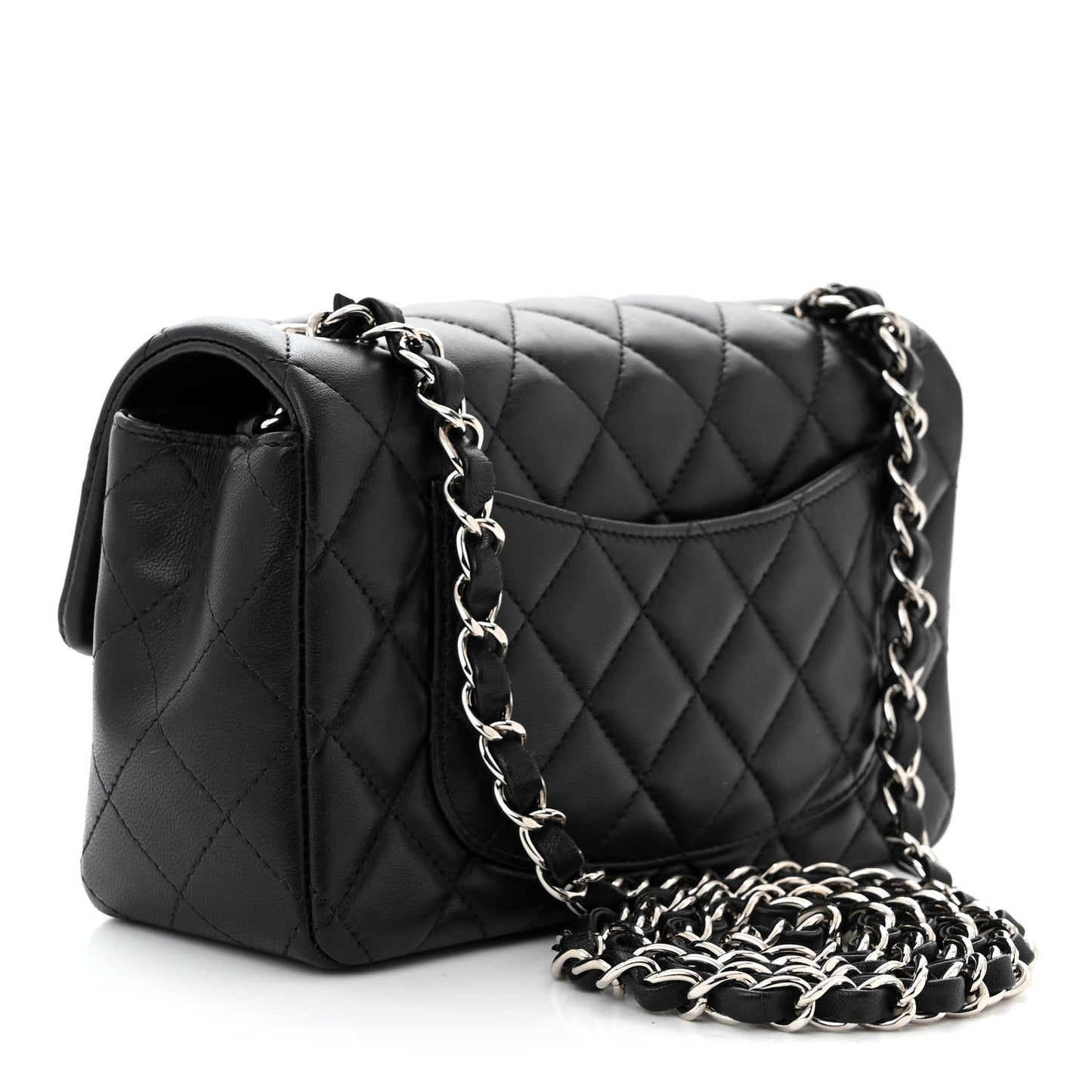 Lambskin Quilted Mini Rectangular Flap Black